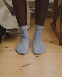 Rib Overankle Socks - BLUE MELANGE / 36-39