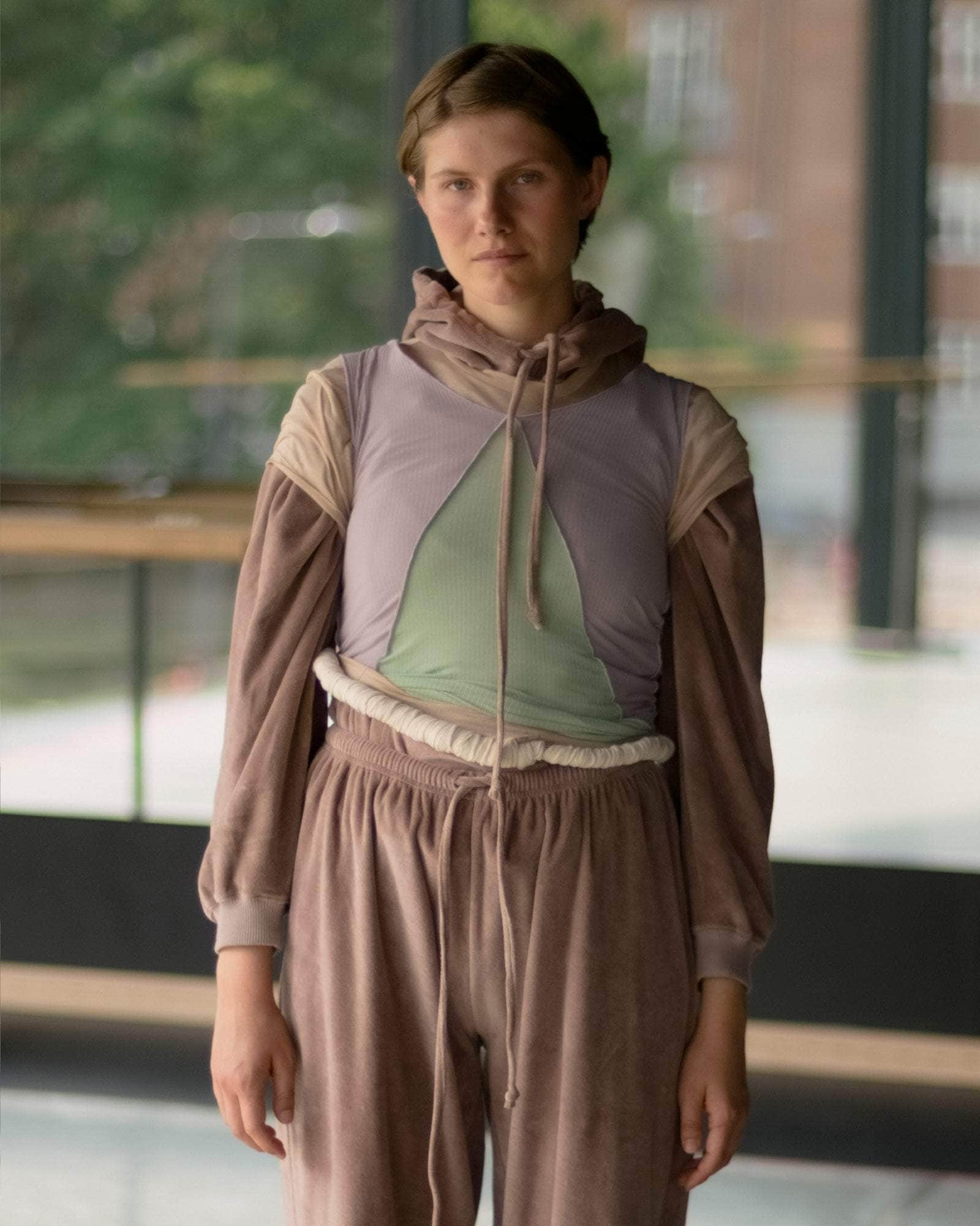 BASERANGE KNITTED RIM RAGLAN HOODIE