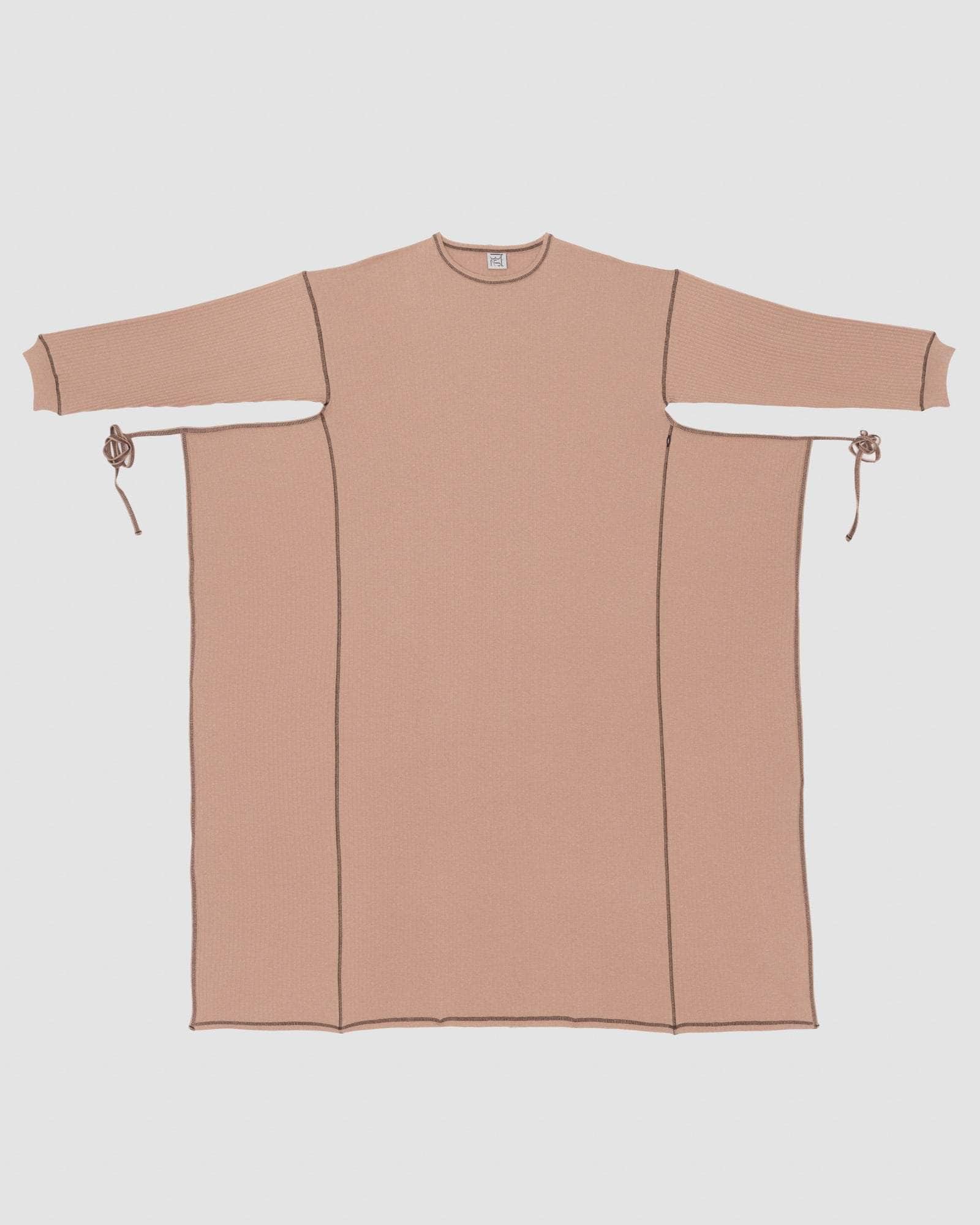 Shaw Punica Long Sleeve Kaftan in Brick / Black | Cotton hemp