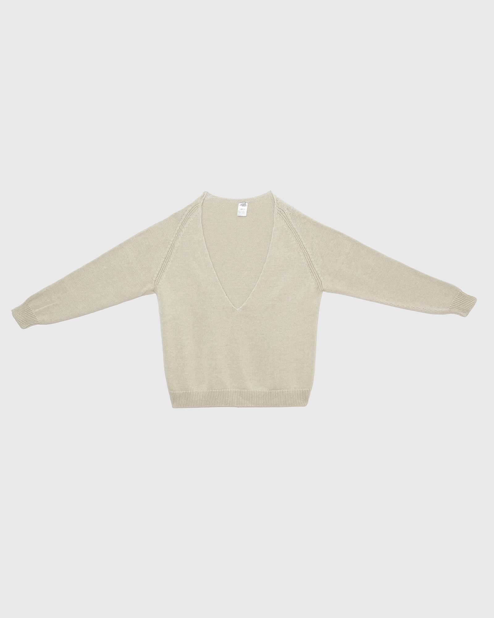 Soar Vネック in Grey melange | オーガニックコットンニット | Baserange