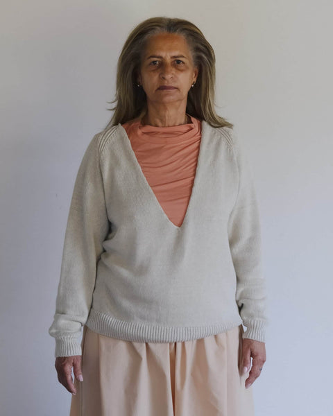 Soar V Neck in Grey melange | Organic cotton knit | Baserange