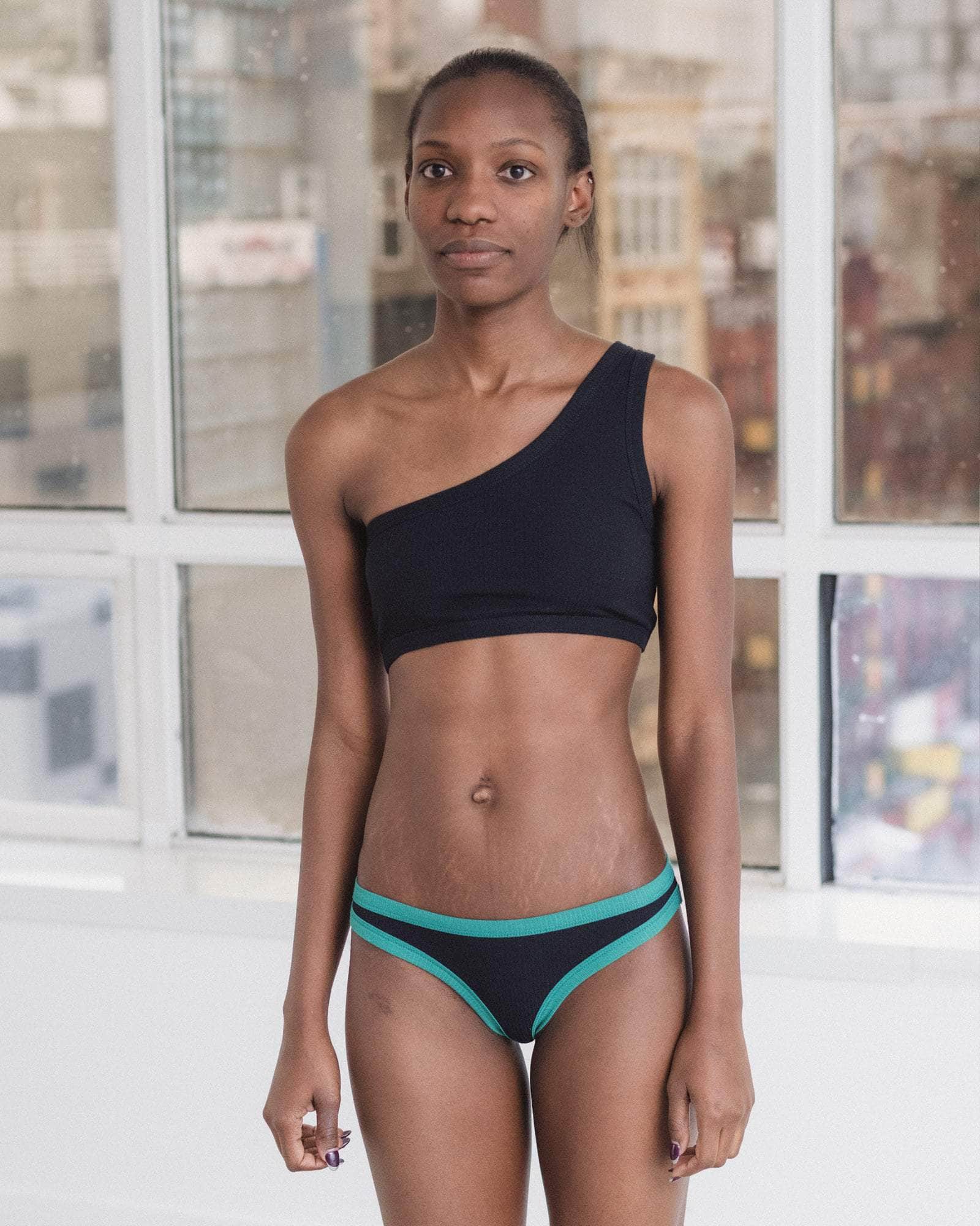 Speck Bra in Murano navy | Fine organic cotton rib | Baserange