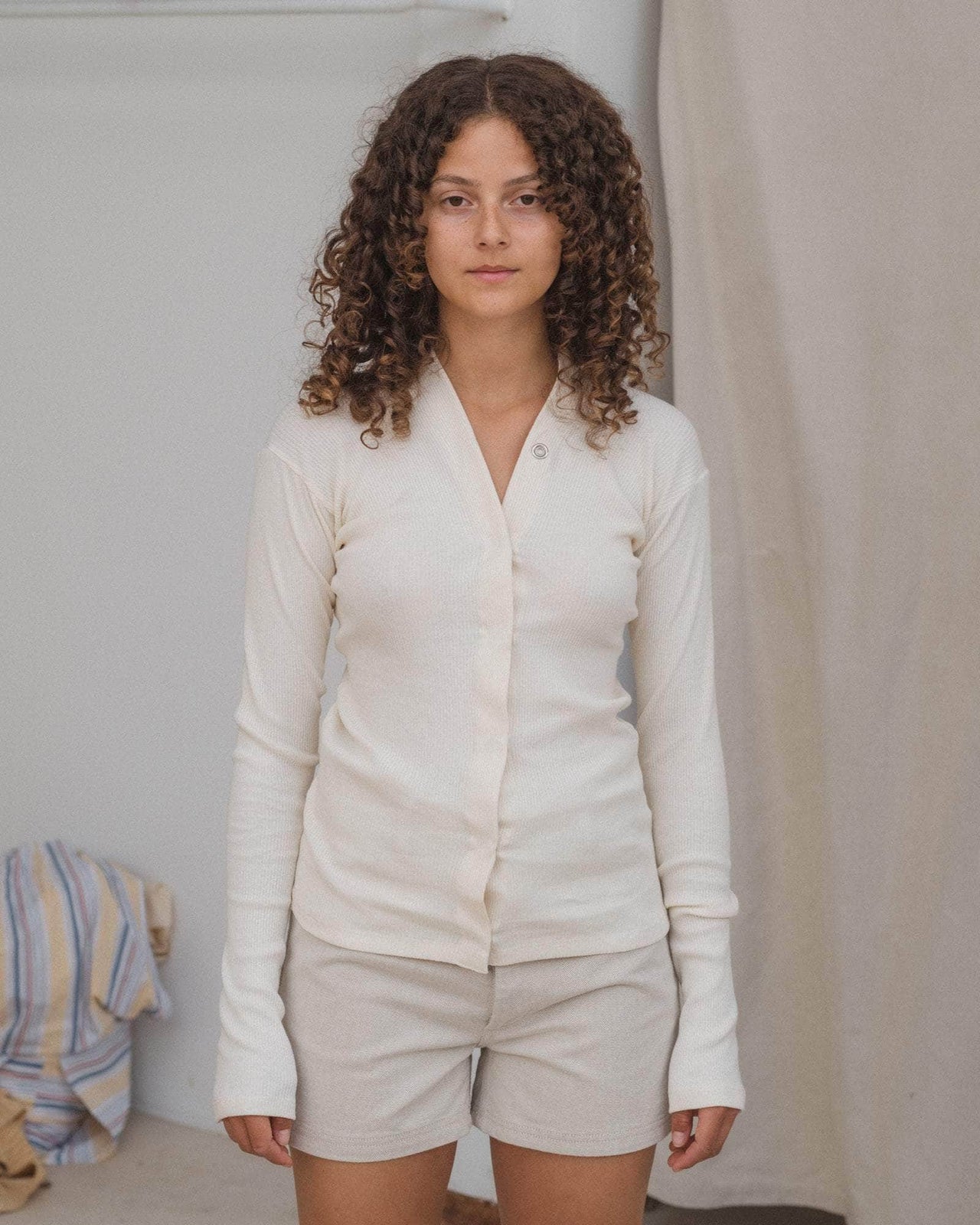 baserange cardigan tav snaps - Coton recyclé côtelé