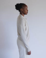 BASERANGE KNITTED TIER POLO CARDIGAN