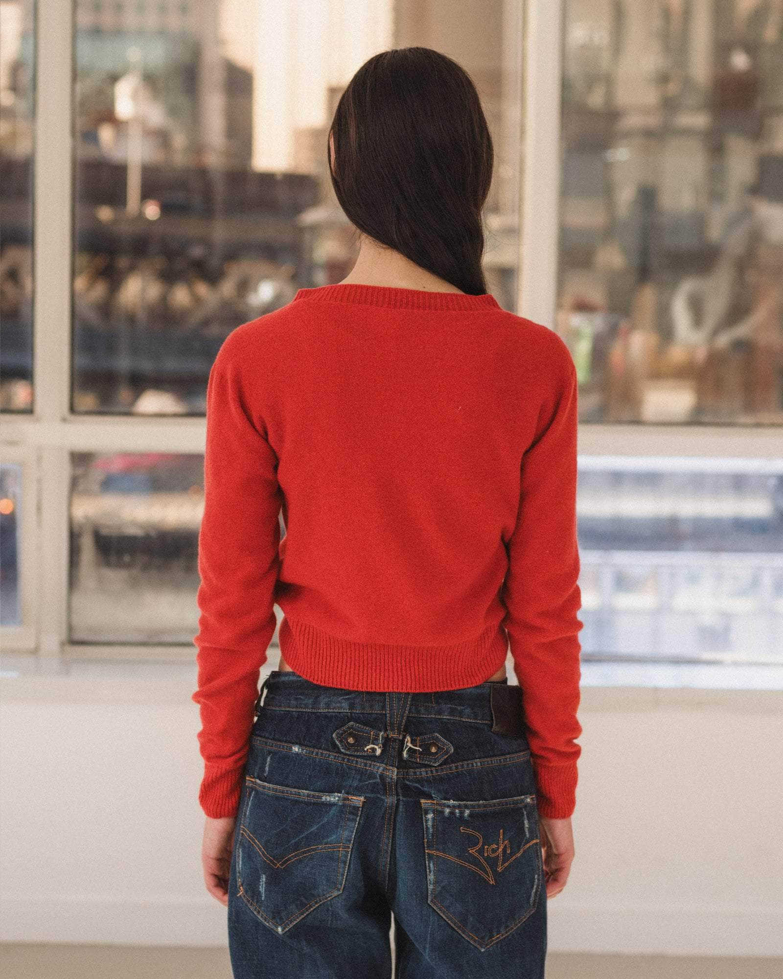 Soar 裏編み ニット in Melograno red | リサイクル・カシミア | Baserange