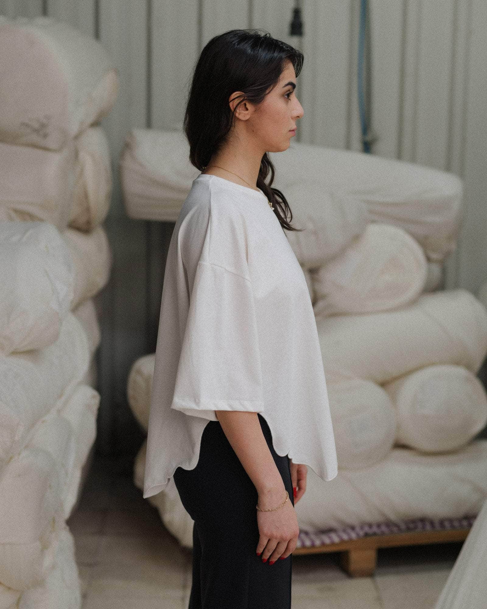 BASERANGE KNITTED VEIL TEE SHIRT