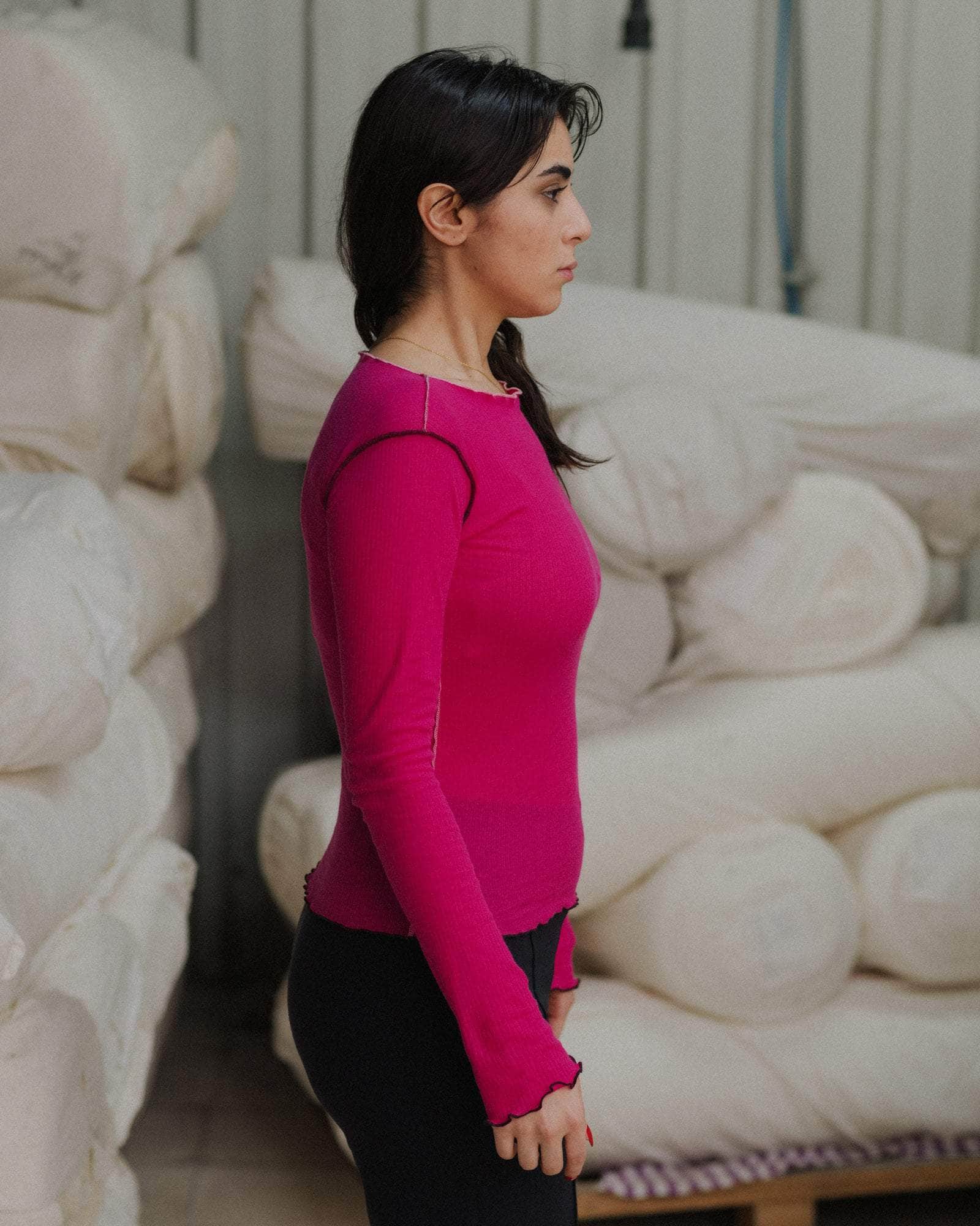 BASERANGE KNITTED VEIN LONG SLEEVE TEE