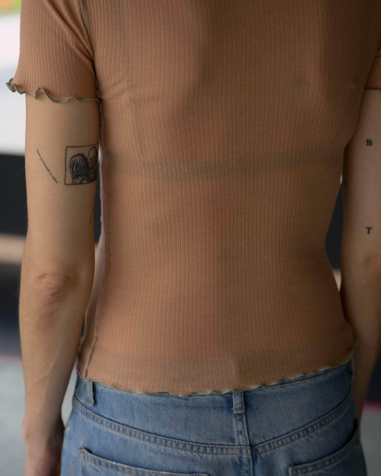 BASERANGE KNITTED VEIN TEE SHIRT