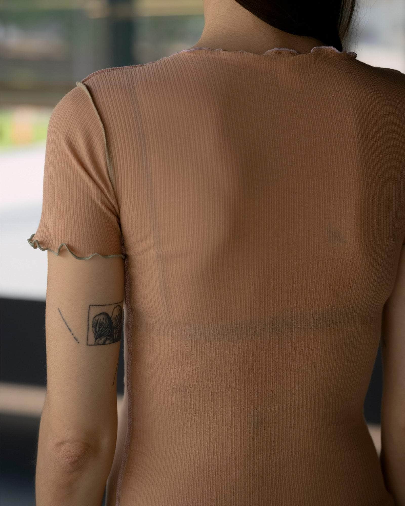 BASERANGE KNITTED VEIN TEE SHIRT