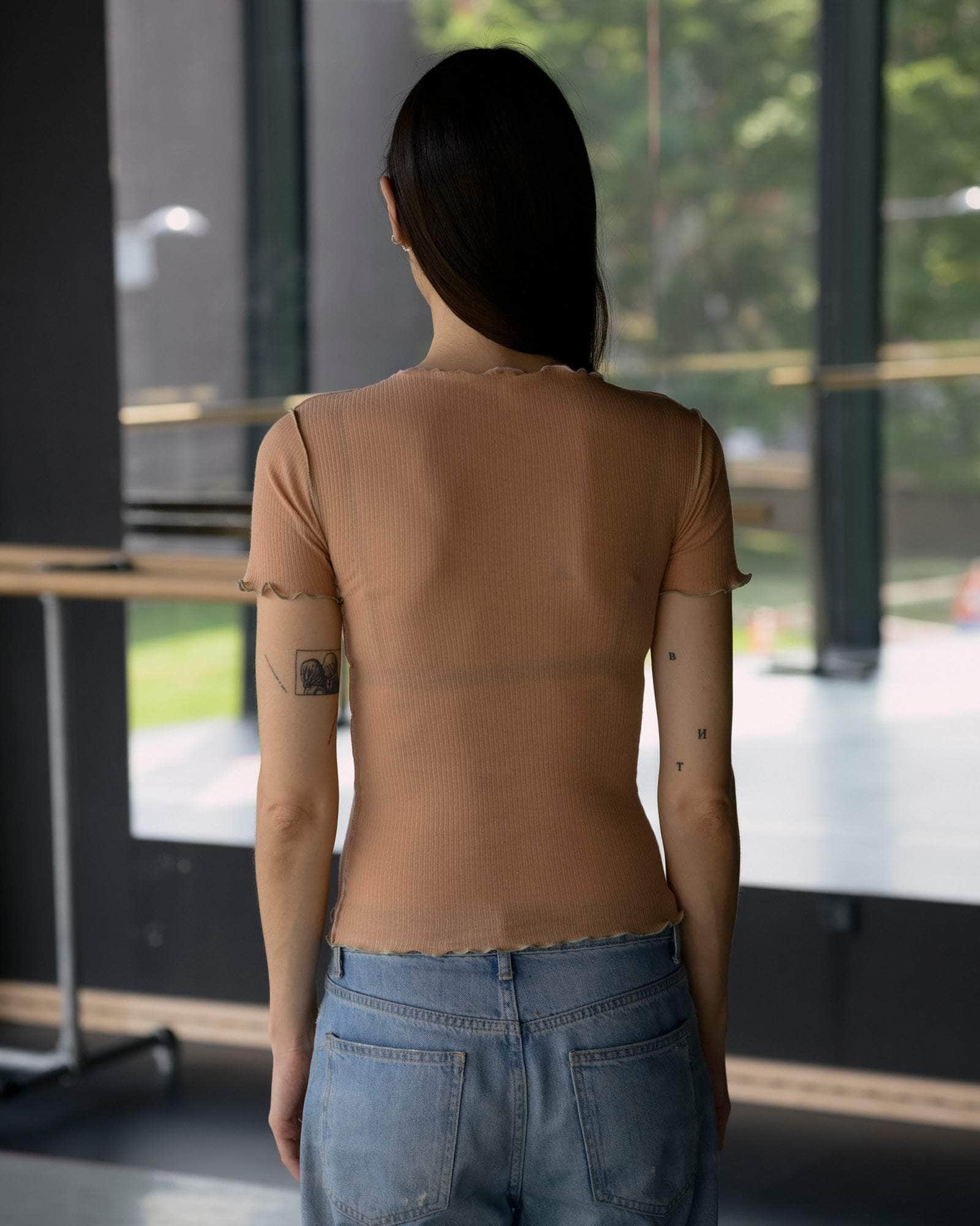 BASERANGE KNITTED VEIN TEE SHIRT