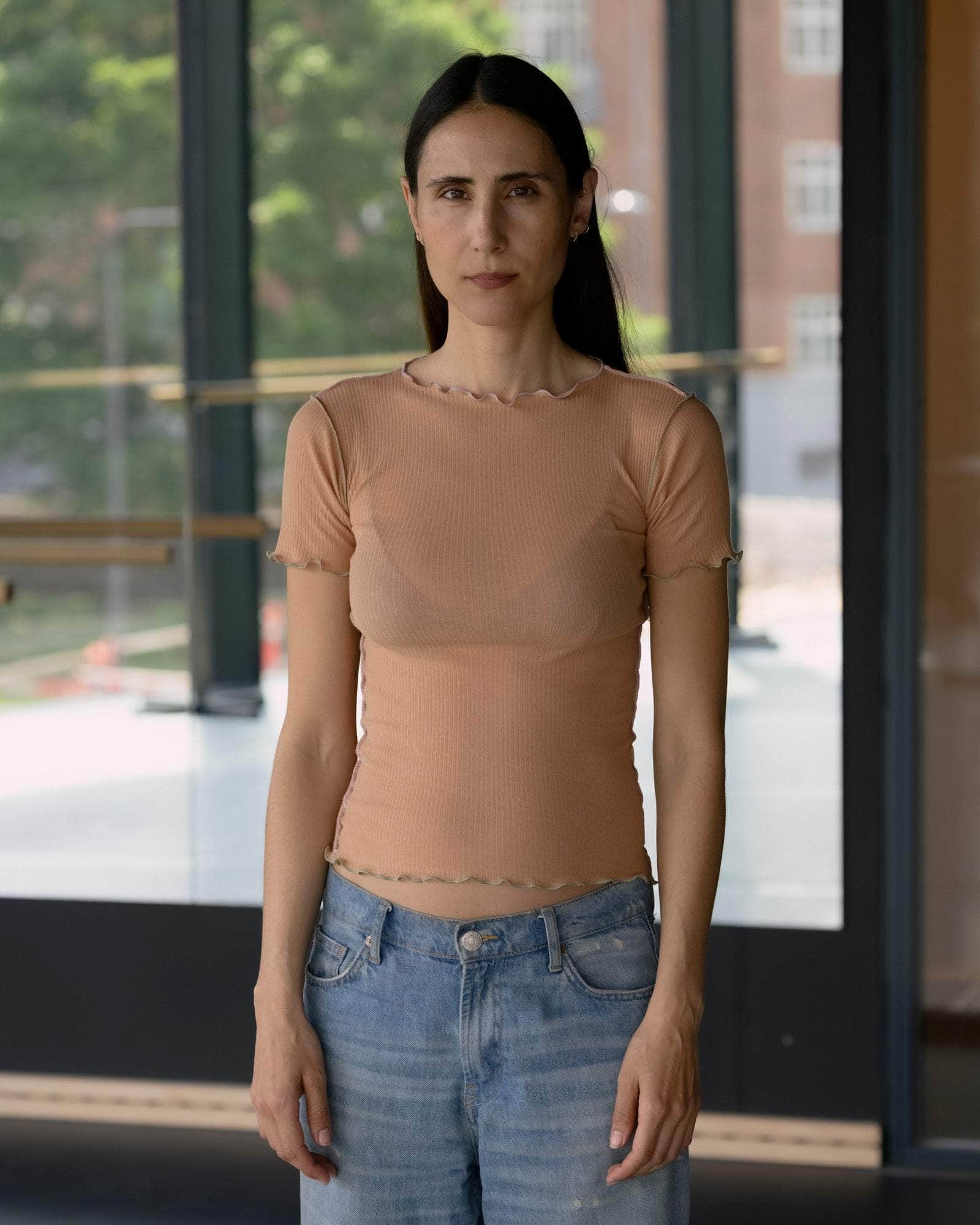 BASERANGE KNITTED VEIN TEE SHIRT