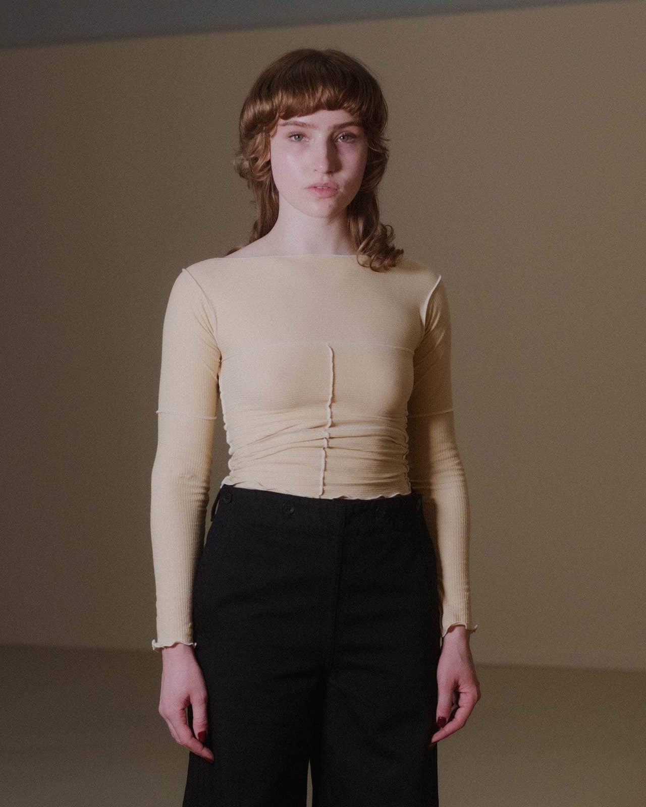 baserange T-shirt cinder à manches longues - Fin coton biologique côtelé