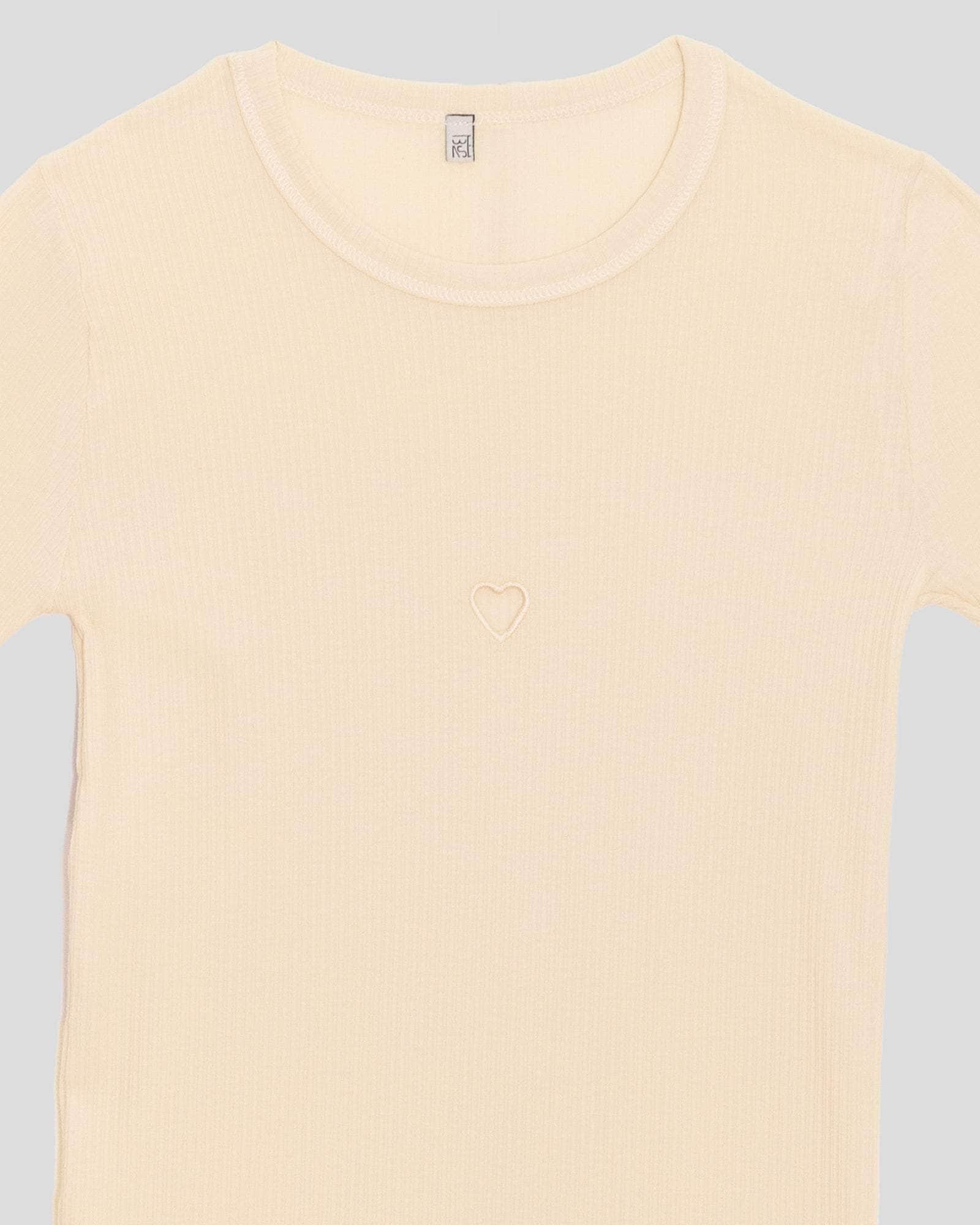 Heart Long Sleeve Tee in Undyed | Fine organic cotton rib | Baserange