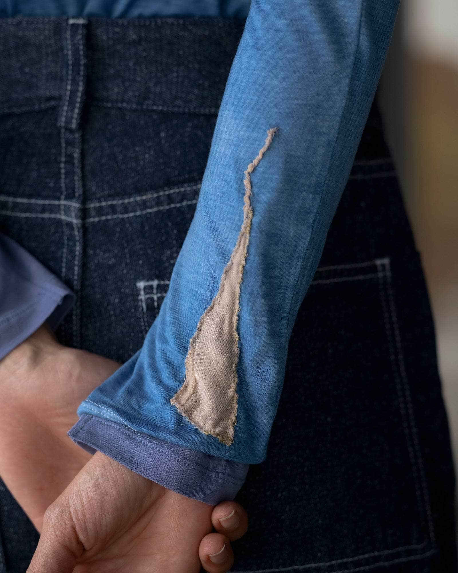 BASERANGE Long Sleeve Tees ISATIS BLUE / S Repair Long Sleeve Tee No.127