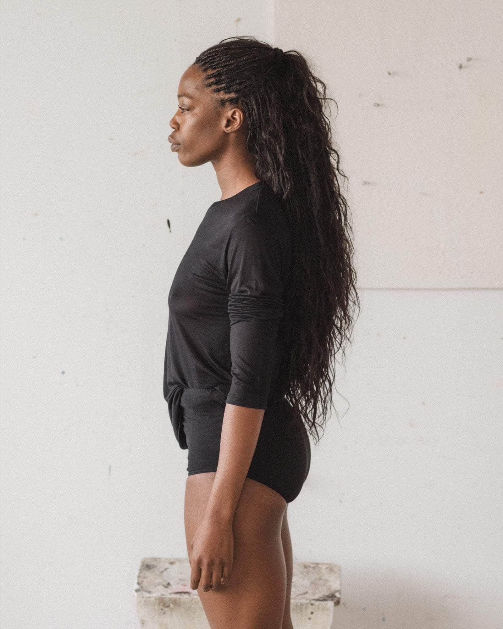 Long Sleeve Tee in Black | Bamboo lyocell | Baserange