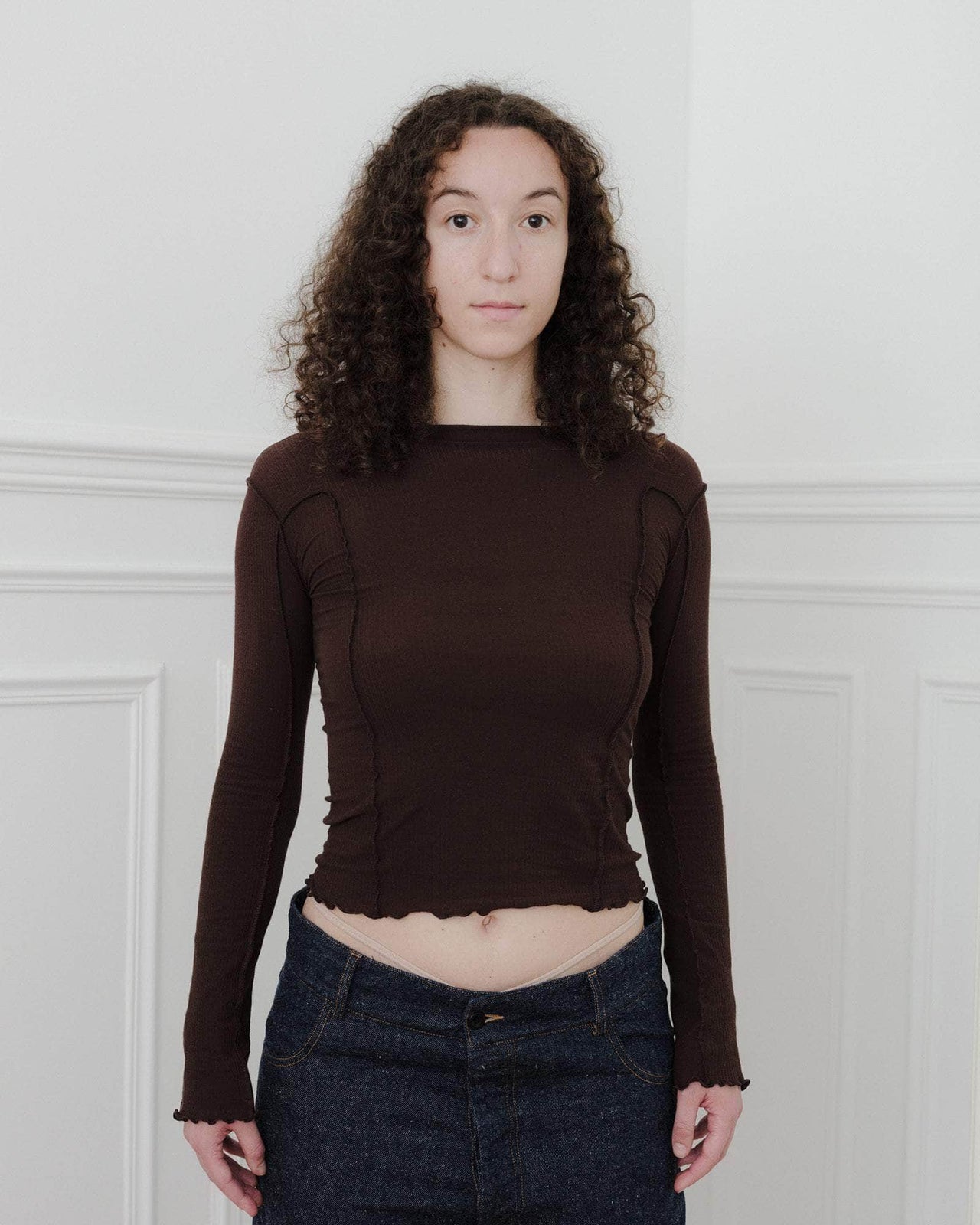 baserange T-shirt omato à manches longues - Fin coton biologique côtelé