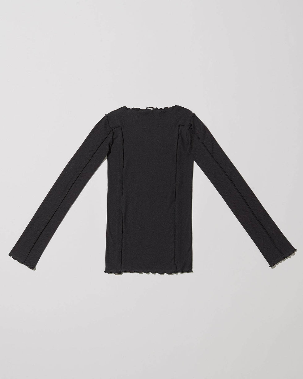 Omato Long Sleeve Tee - Fine Organic Cotton Rib - Black