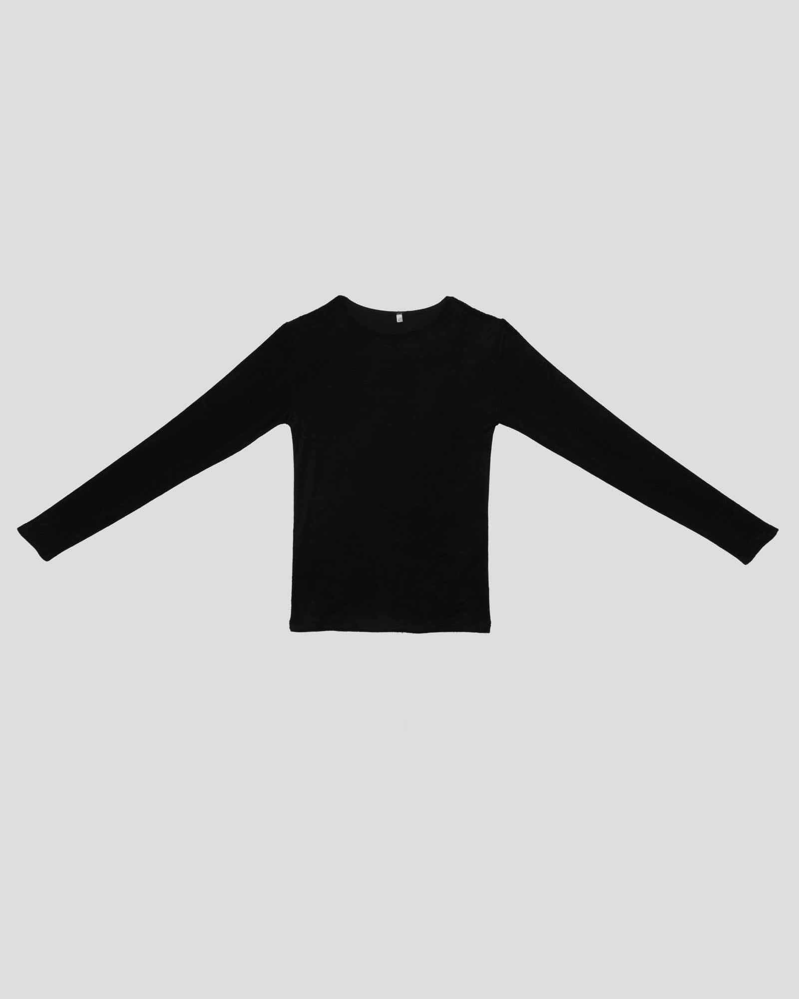 Omo Long Sleeve Tee in Black | Ecovero velour | Baserange