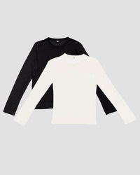 Pack – 2 Longsleeve T-shirts (Zwart / ongeverfd) - XS