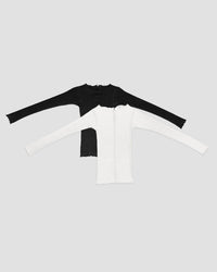 Pack – 2 Pama Longsleeve-T-Shirts (Schwarz / Off-White) - XS