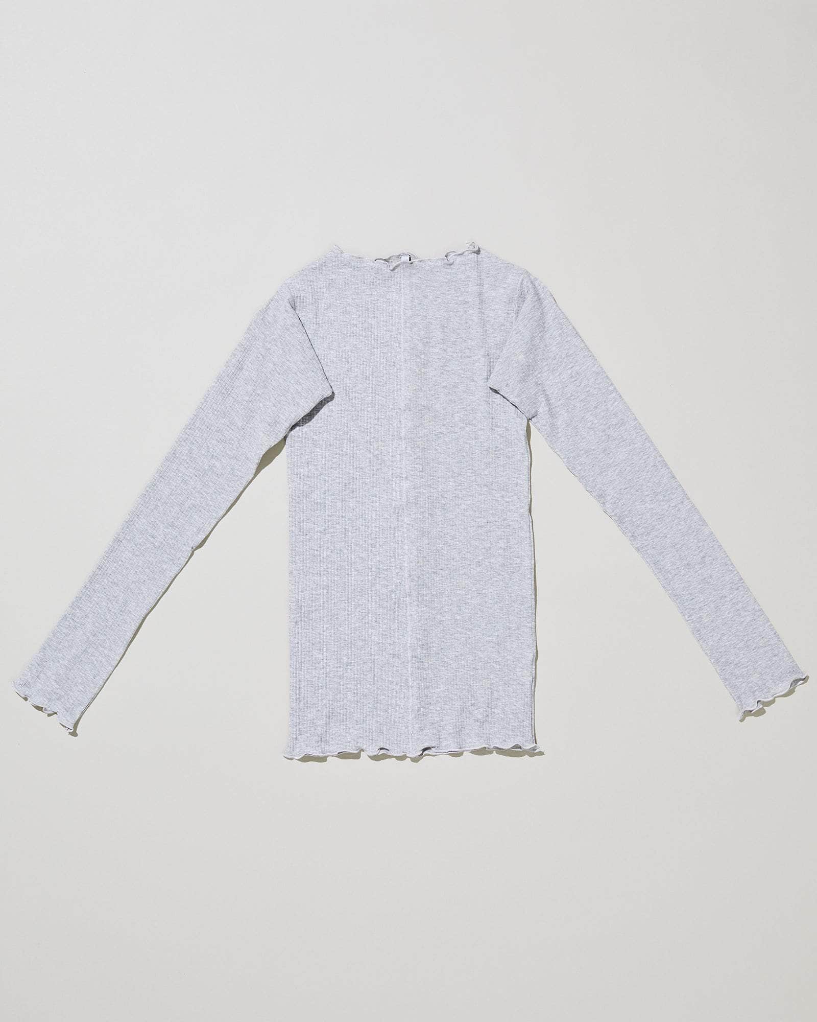 Pama Long Sleeve Tee in Grey melange | Fine organic cotton rib