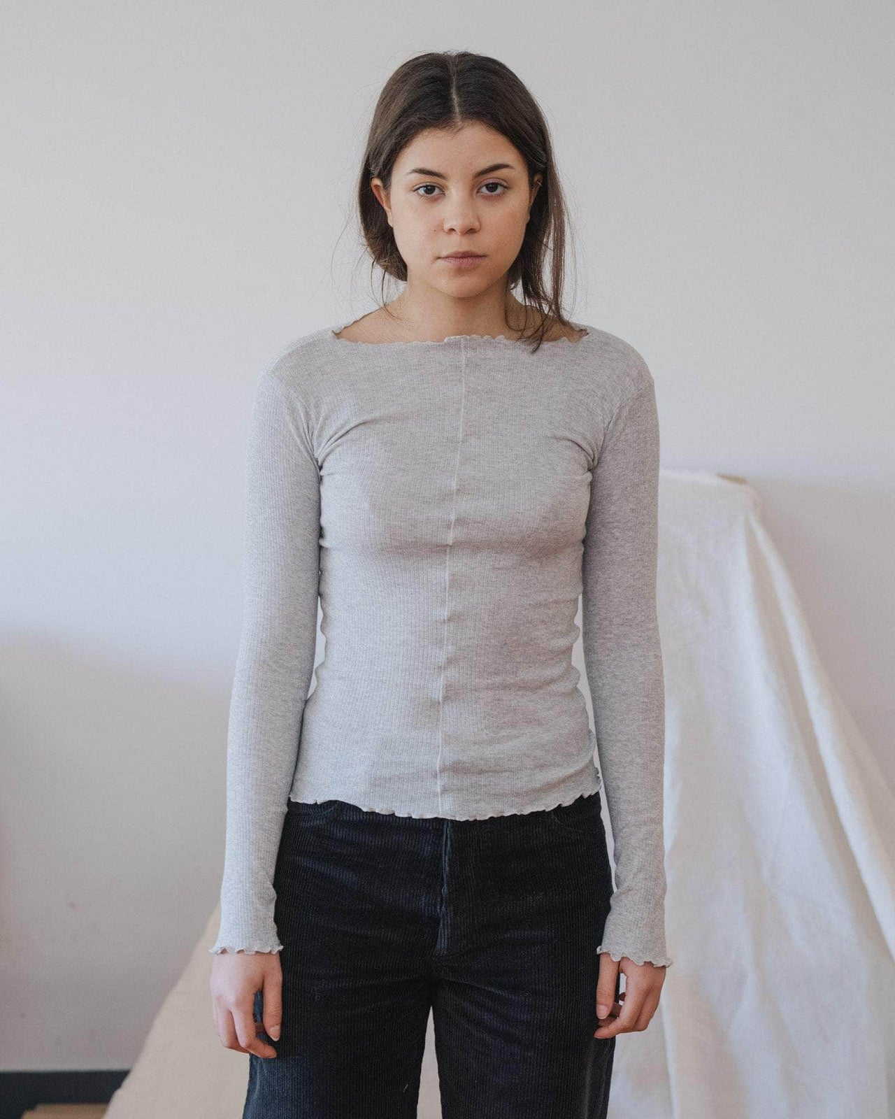 baserange T-shirt pama à manches longues - Fin coton biologique côtelé