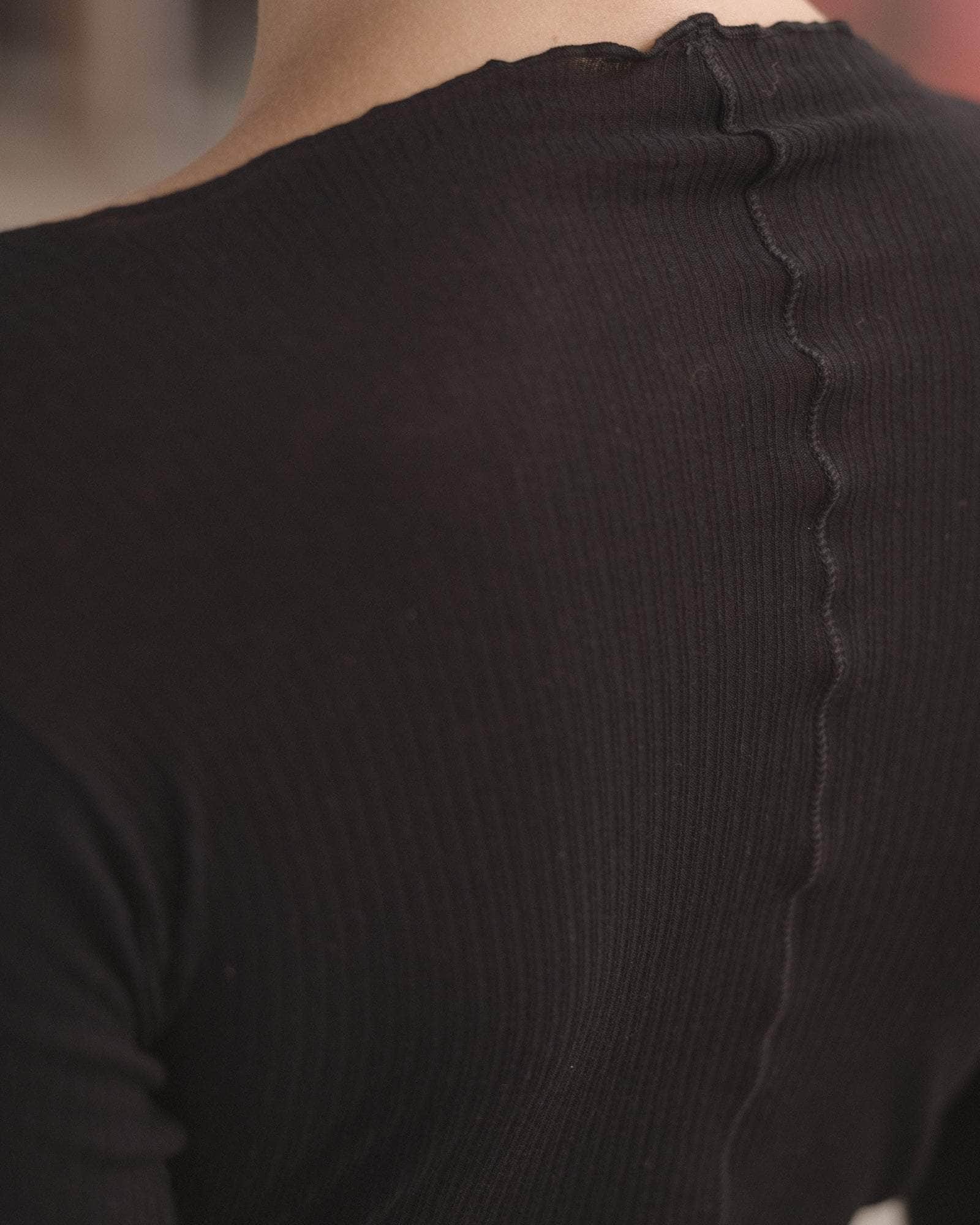 Pama Long Sleeve Tee in Black | Fine organic cotton rib | Baserange