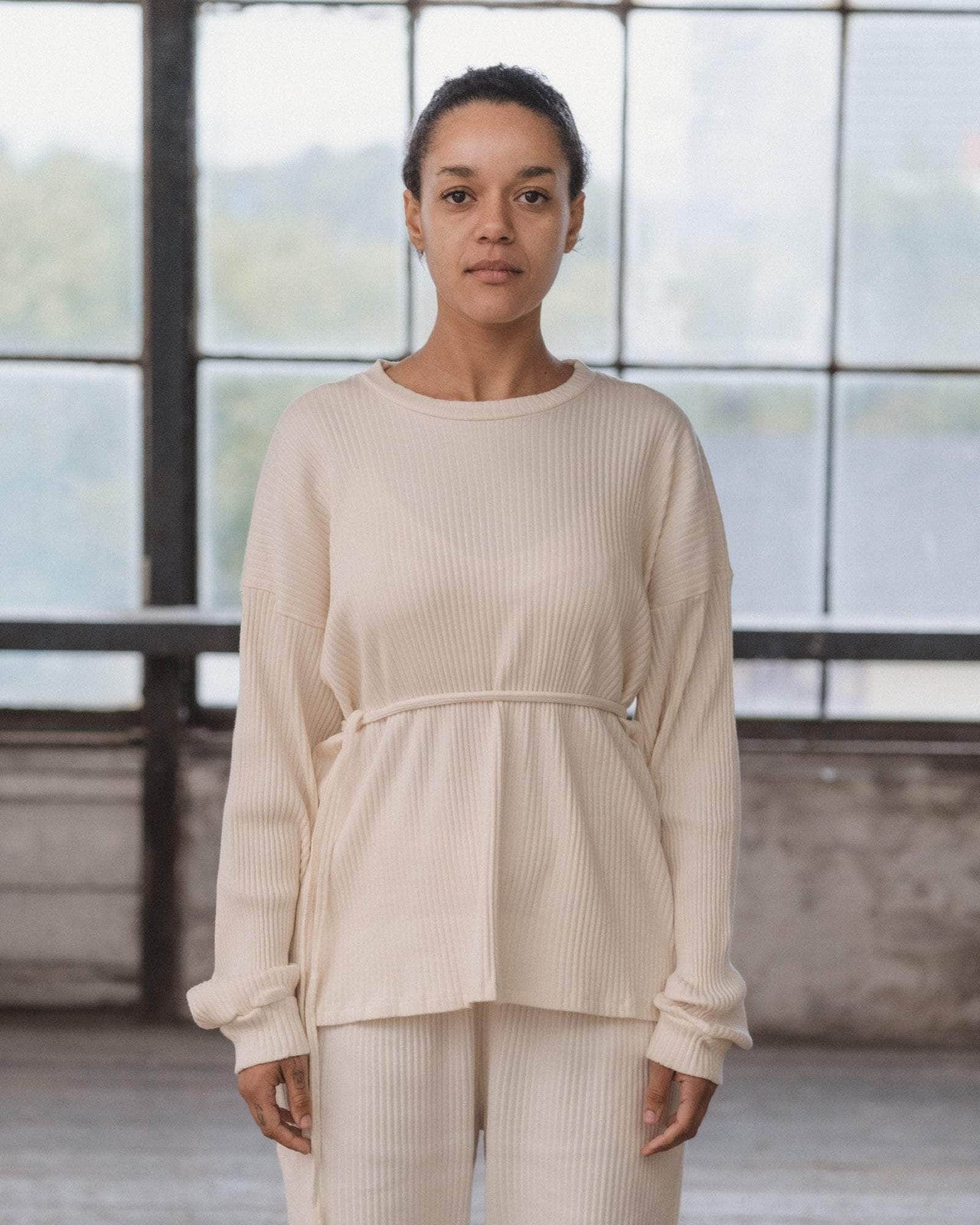 baserange Top shaw à manches longues - Molleton de coton biologique