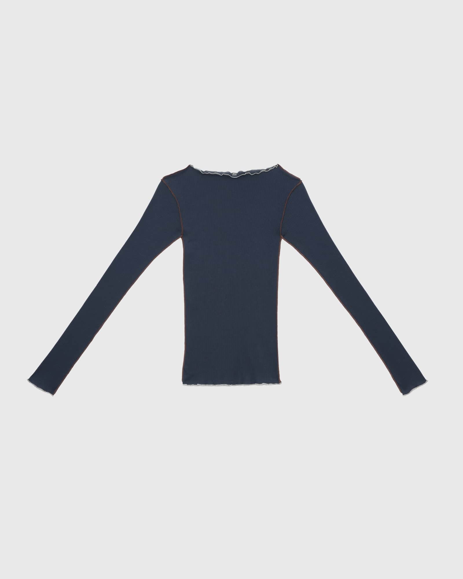 Vein ロングスリーブTシャツ in Preston blue | オーガニックコットン