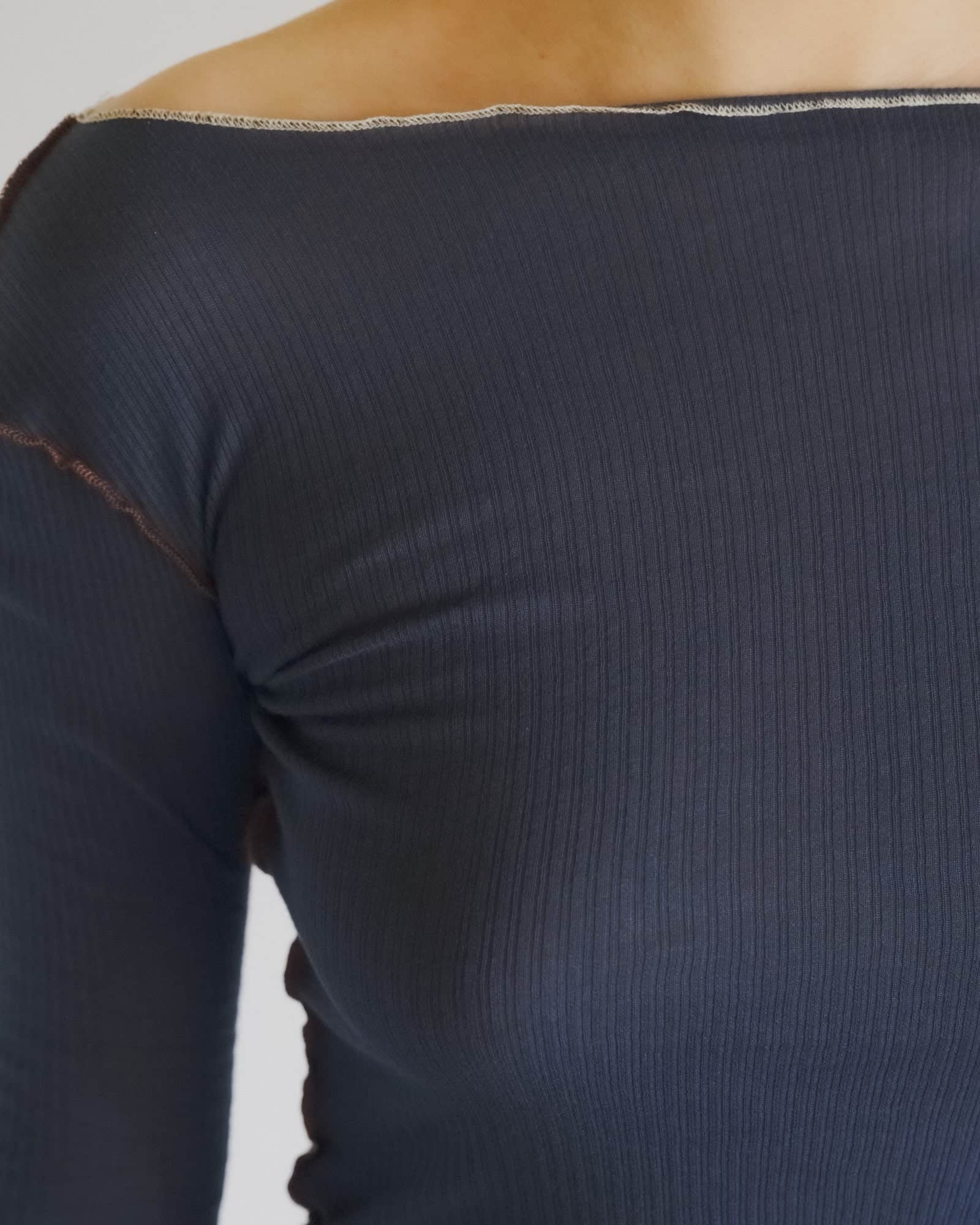 Vein ロングスリーブTシャツ in Preston blue | オーガニックコットン