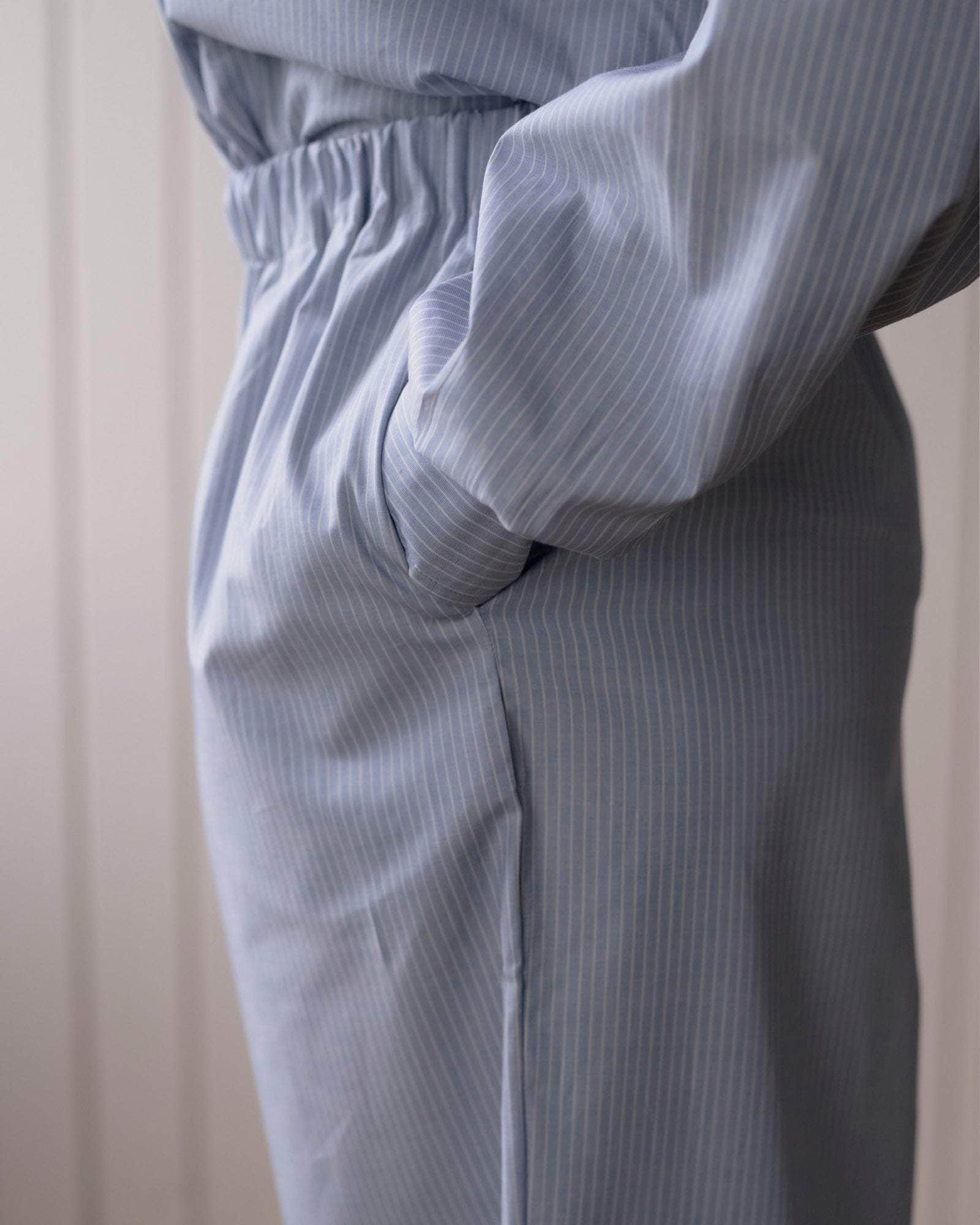 Claude Pants in Blue stripe | Organic cotton poplin | Baserange