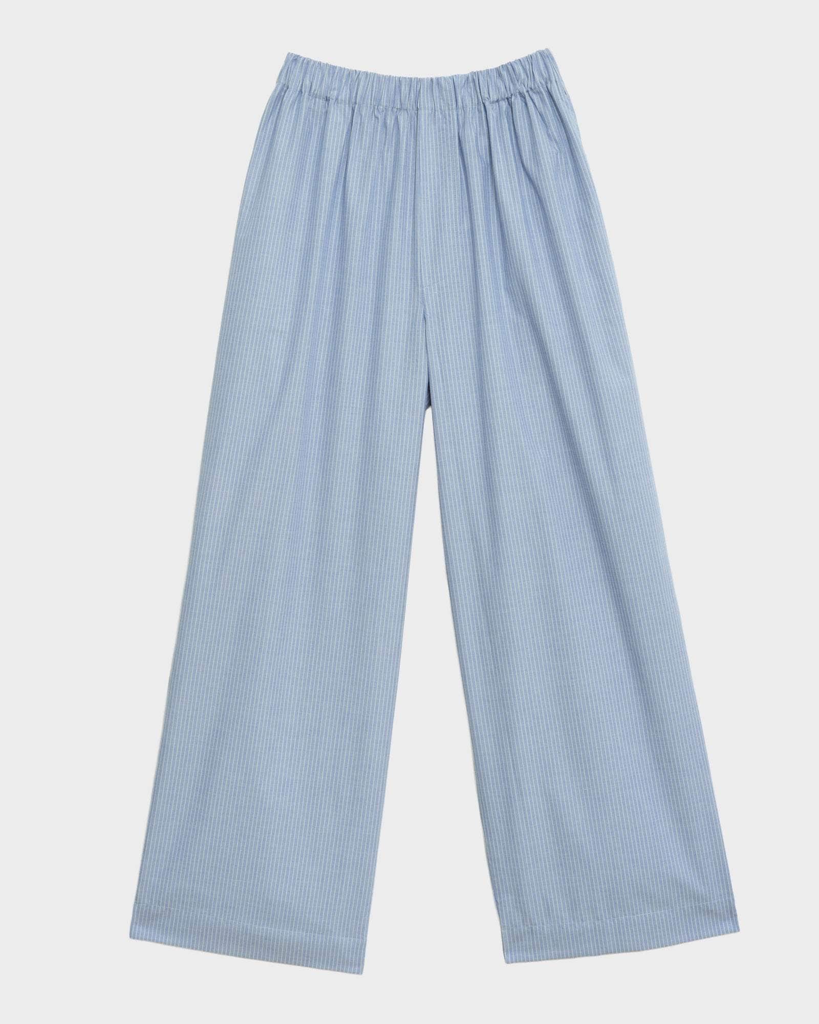Claude Pants in Blue stripe | Organic cotton poplin | Baserange