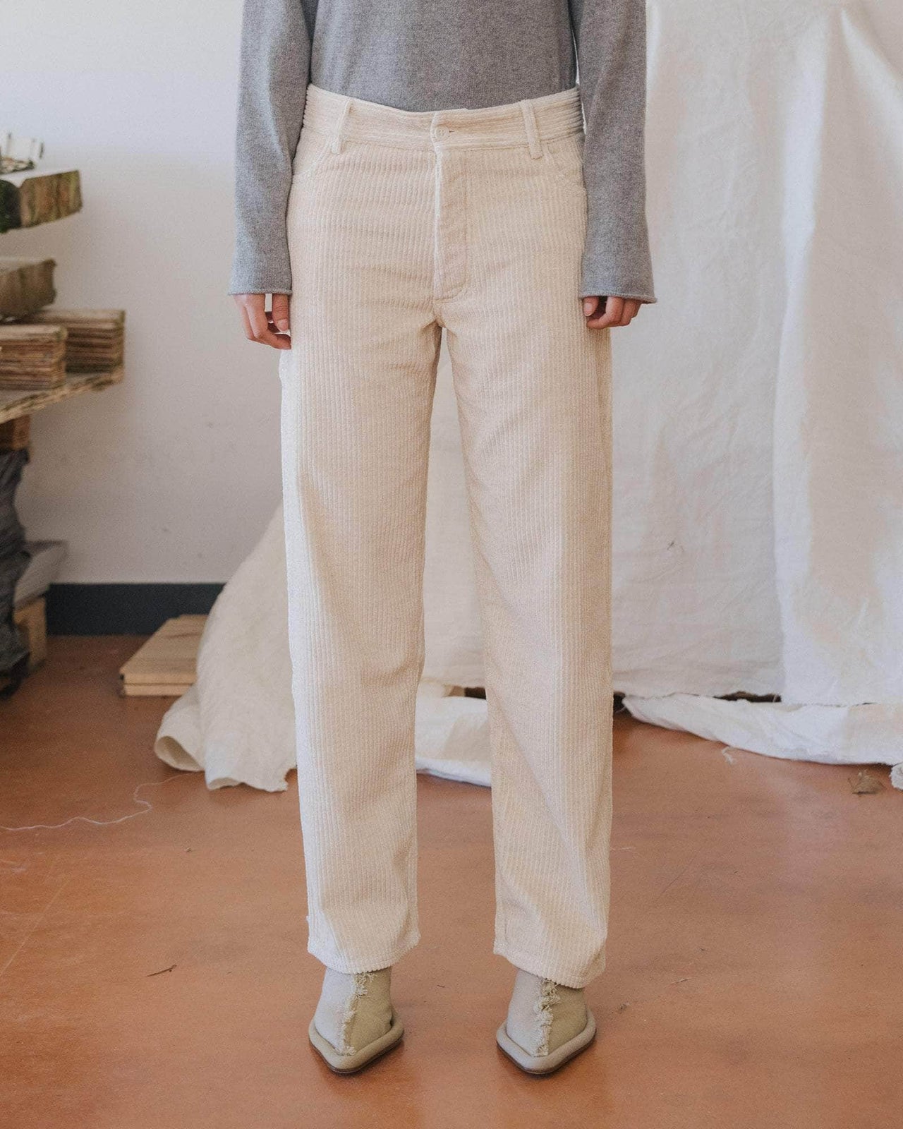 baserange Pantalon indre - Velours côtelé de coton et lin