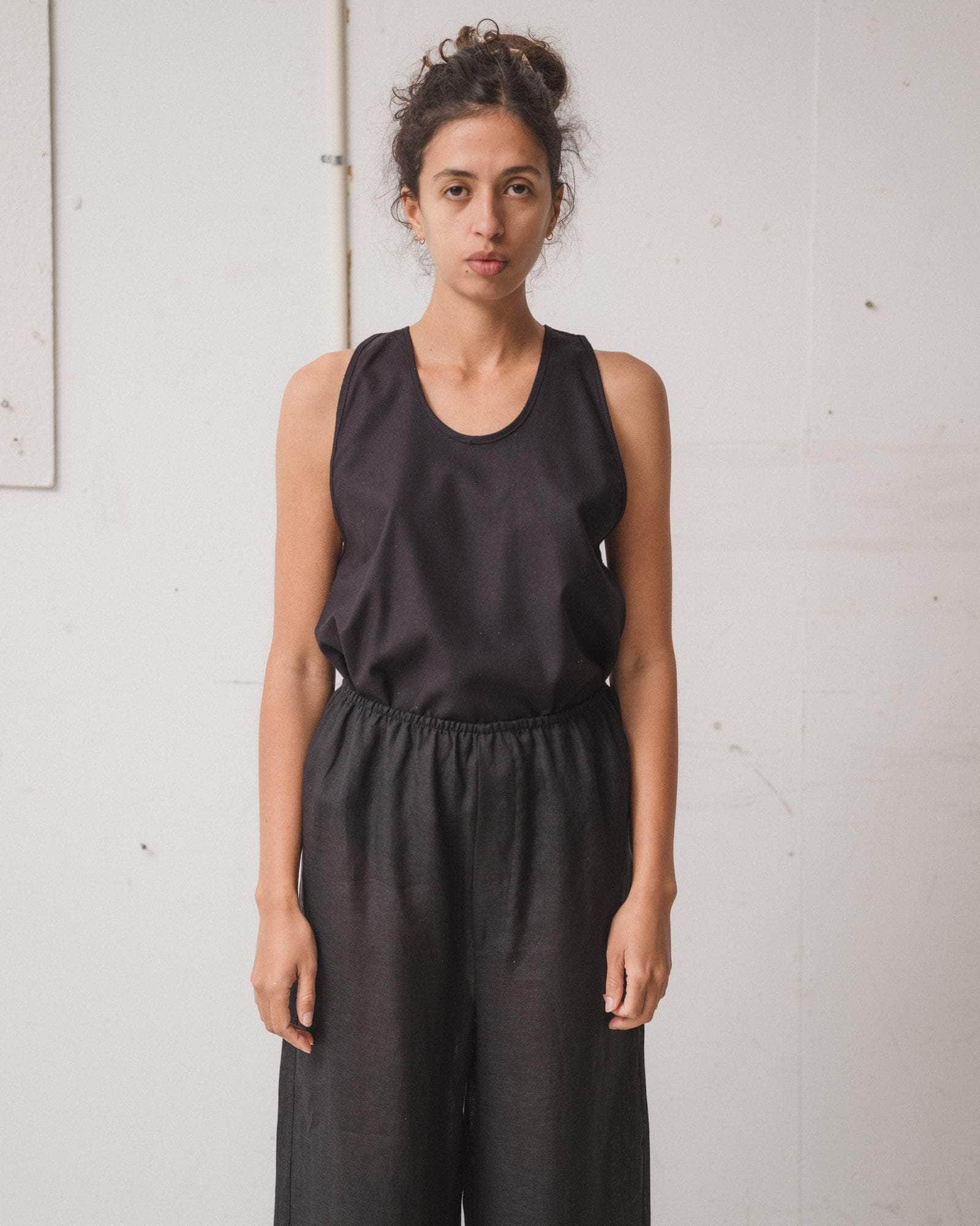 Stoa Pants in Black | Fine linen | Baserange