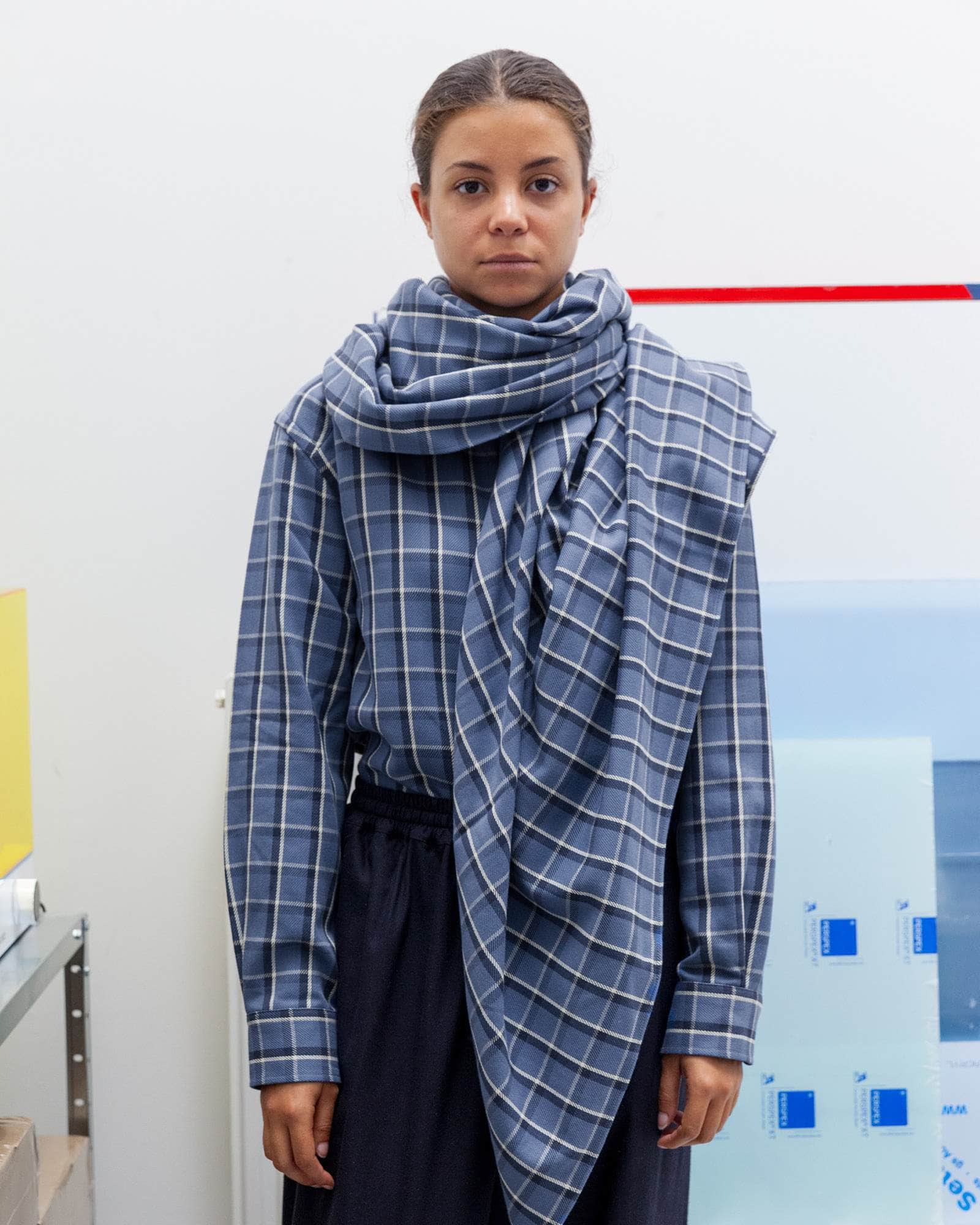BASERANGE Scarves EUREKA PLAID / One Size Snell Scarf