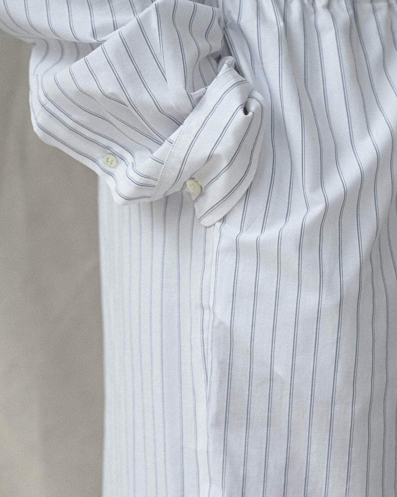 BASERANGE ストライプシャツ white×blue