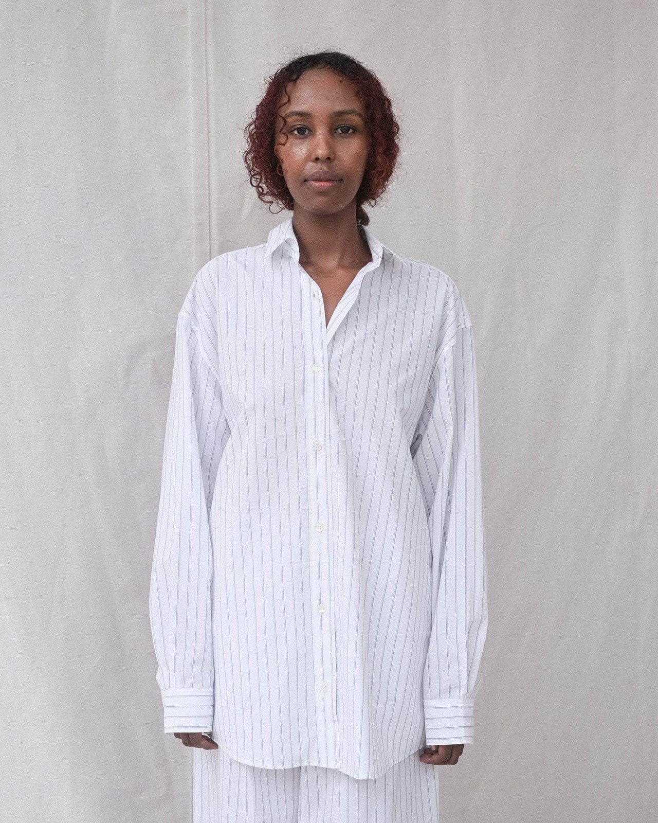 Ole Shirt in White blue stripe | cotton | en | Baserange