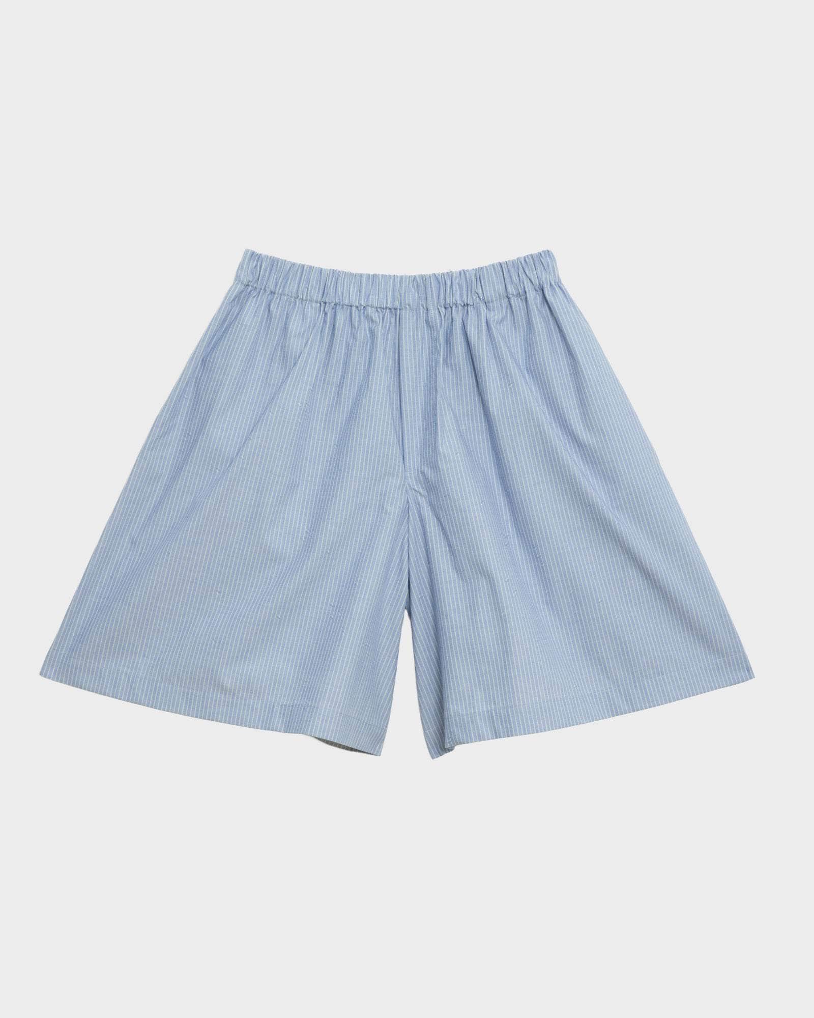 baserange ショートパンツ ショーツ Claude ショートパンツ in Blue stripe | オーガニックコットン
