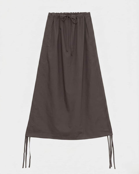 Pictorial Skirt in Mara brown | Organic cotton poplin | Baserange