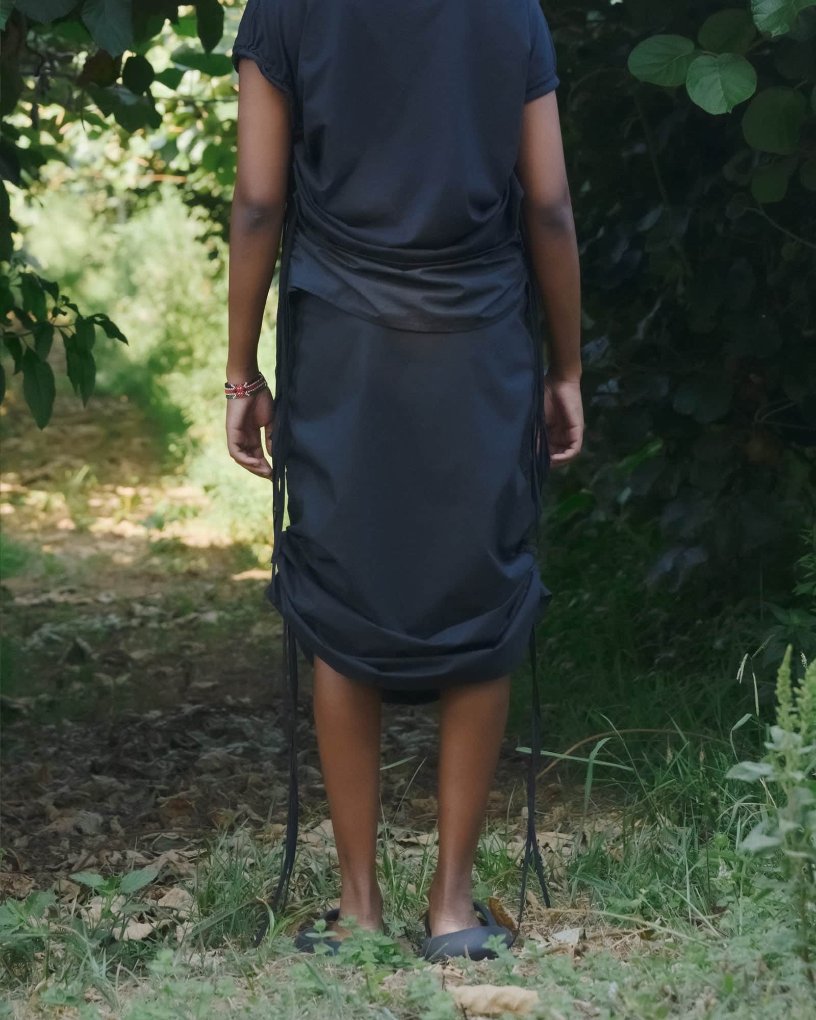 【BASERANGE】PICTORIAL STRAP SKIRT Baserange Pictorial Strap Skirt - Black | Garmentory