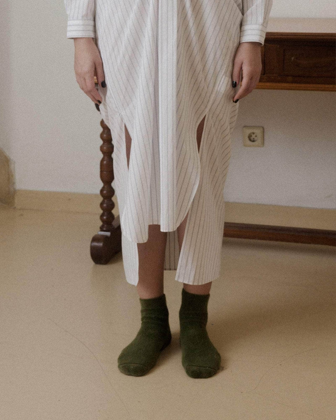 baserange Chaussettes mi-hautes à boucles - Coton biologique texturé