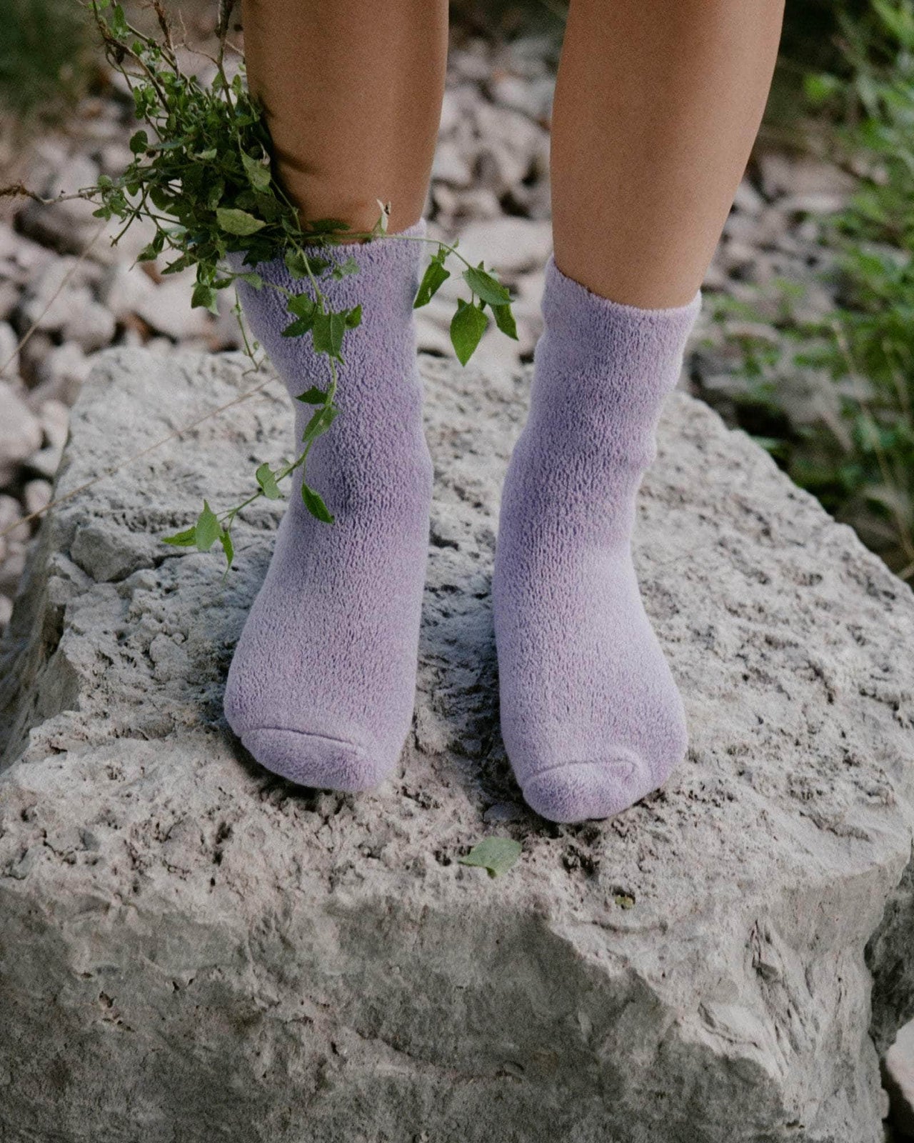 baserange Chaussettes mi-hautes à boucles - Coton biologique texturé