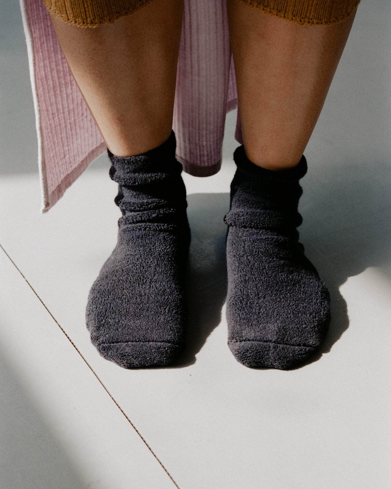 baserange Chaussettes mi-hautes à boucles - Coton biologique texturé