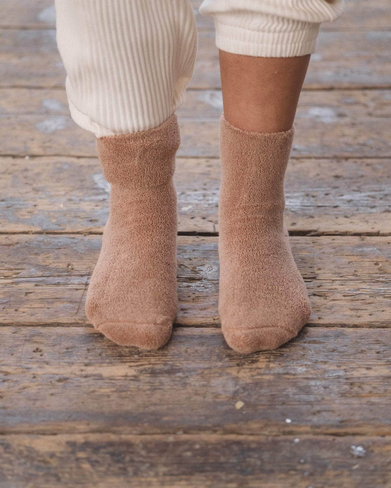 baserange Chaussettes mi-hautes à boucles - Coton biologique texturé