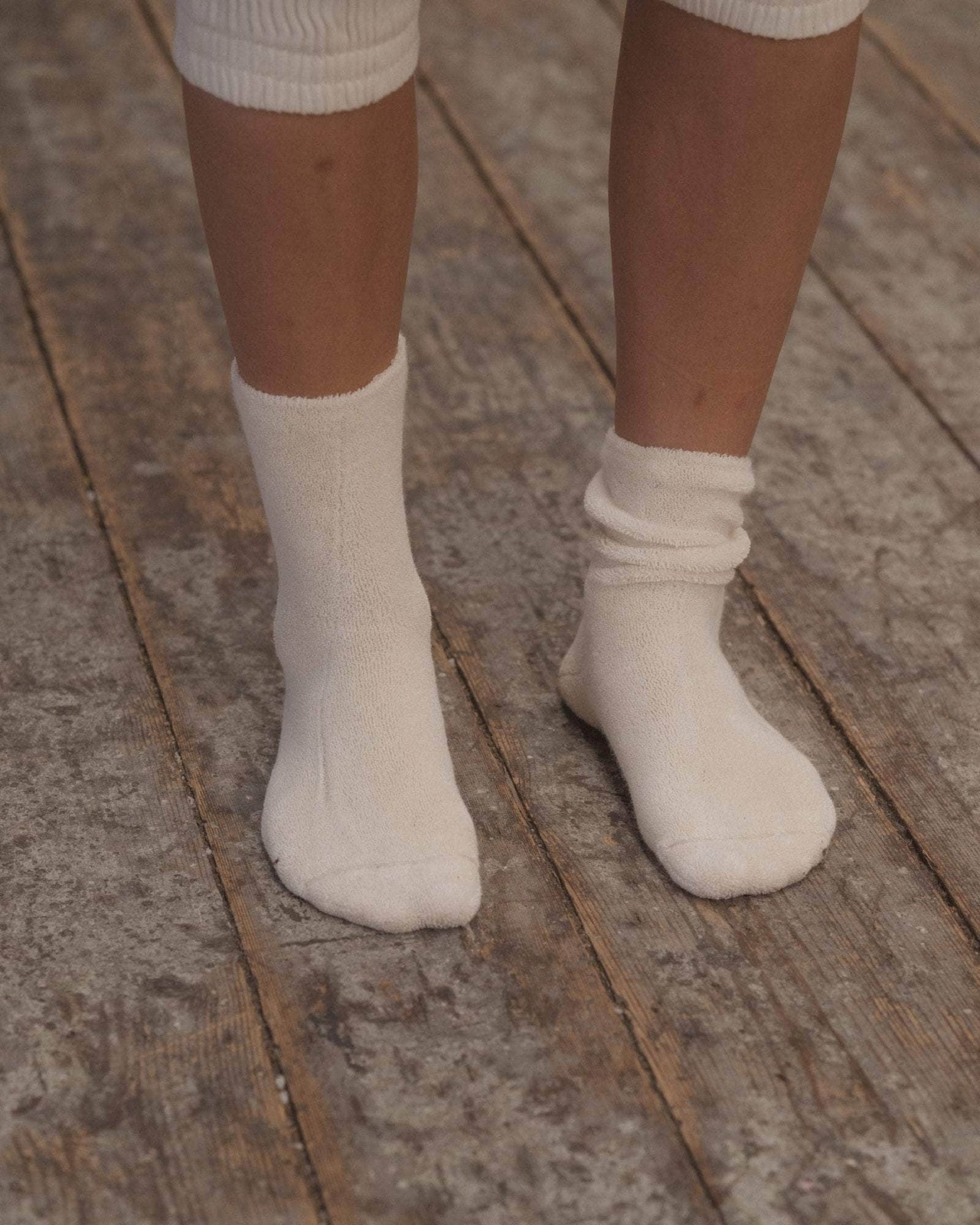 baserange Chaussettes mi-hautes à boucles - Coton biologique texturé