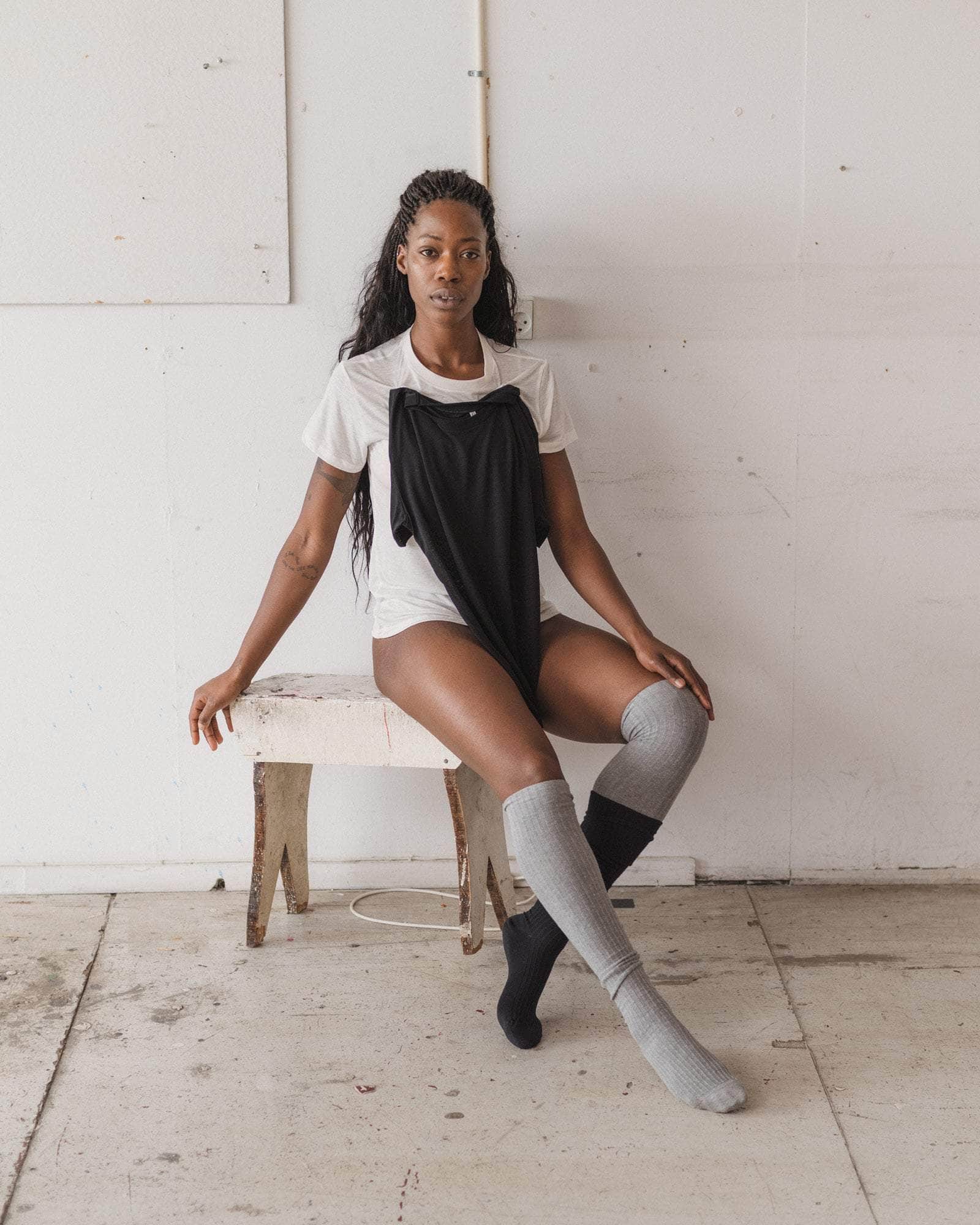Pack - 2 Overknee Socks (Black / grey) Baserange Pack - 2 Overknee Socks (Black / grey) Baserange
