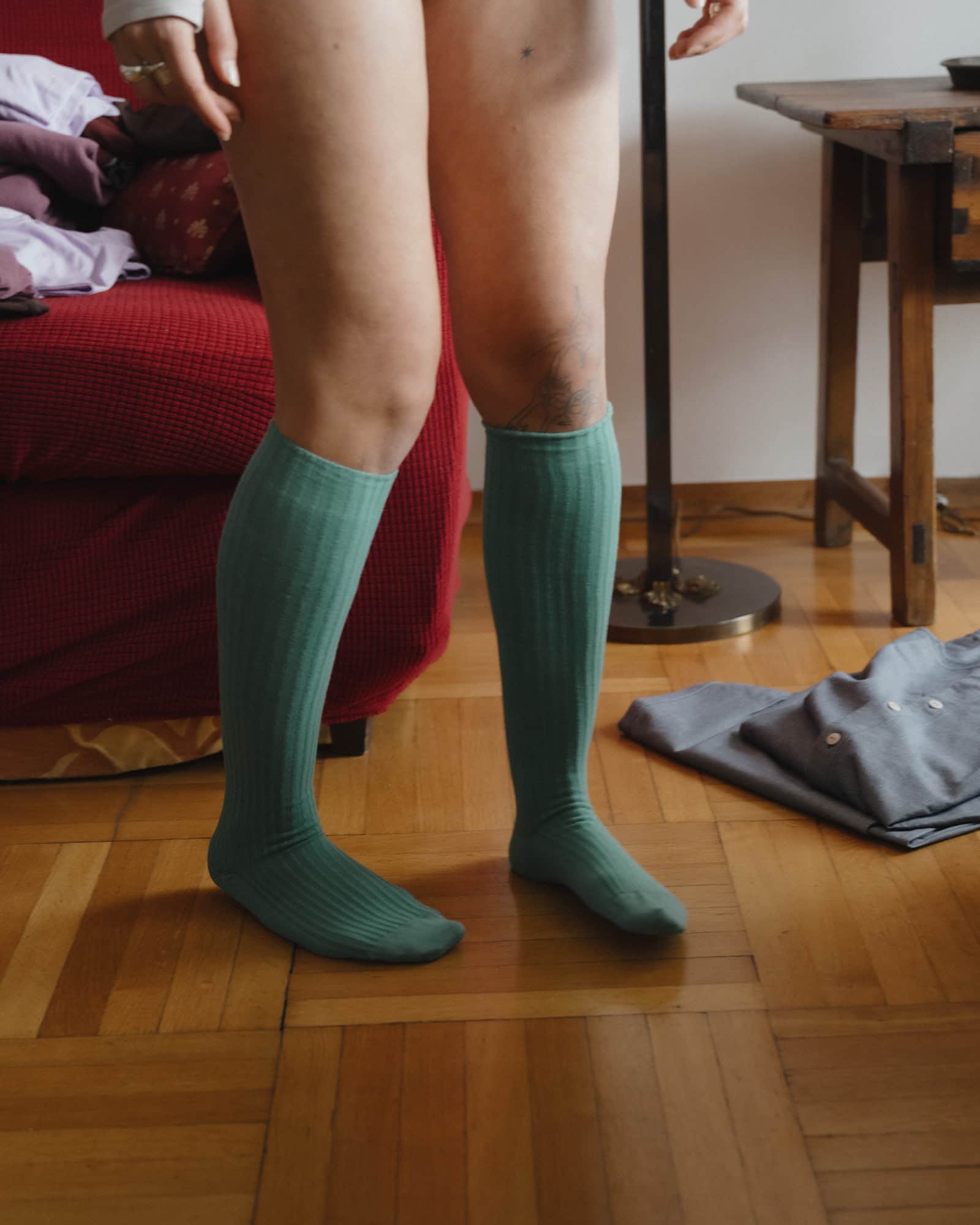 BASERANGE Socks Rib Knee Socks