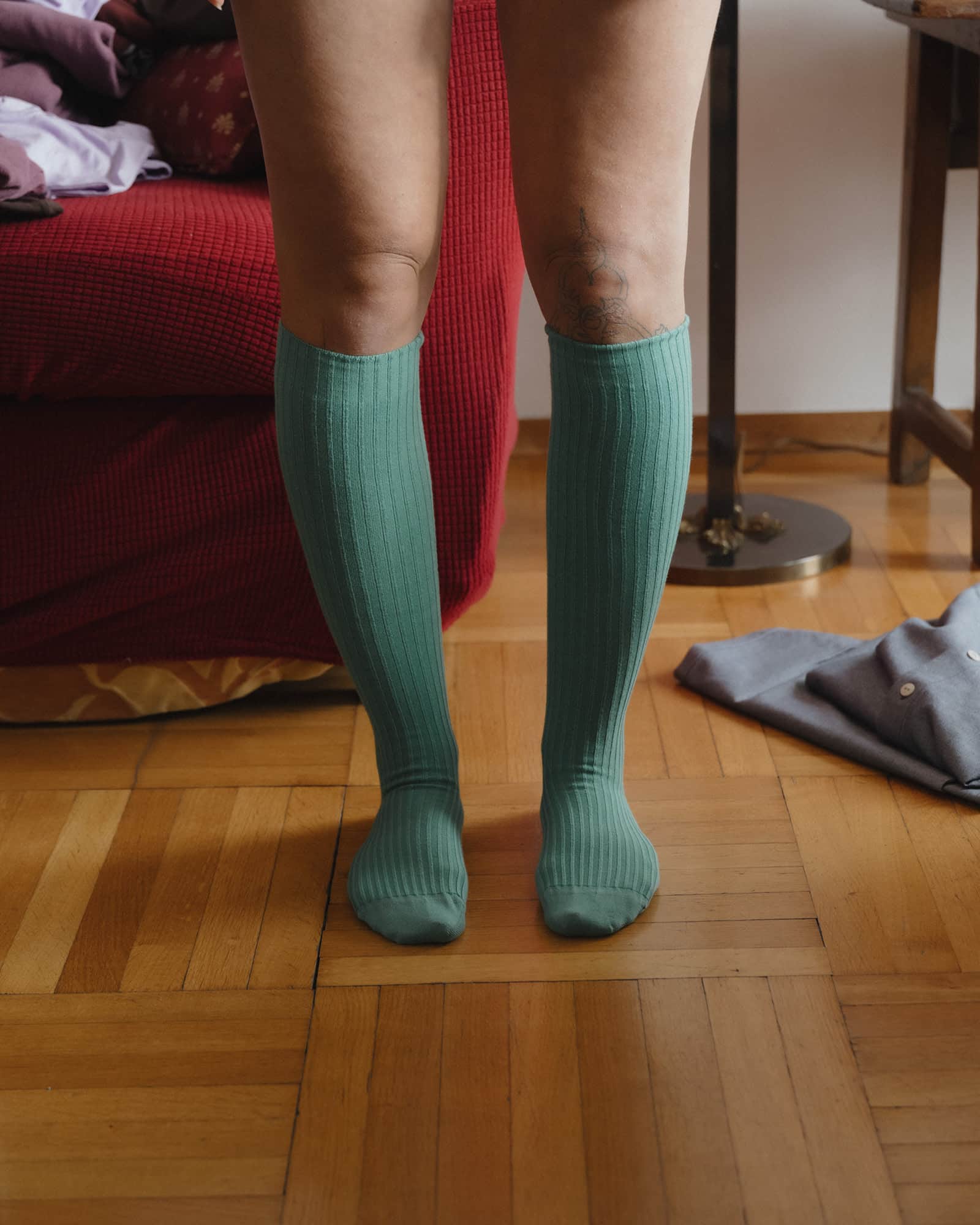 BASERANGE Socks Rib Knee Socks