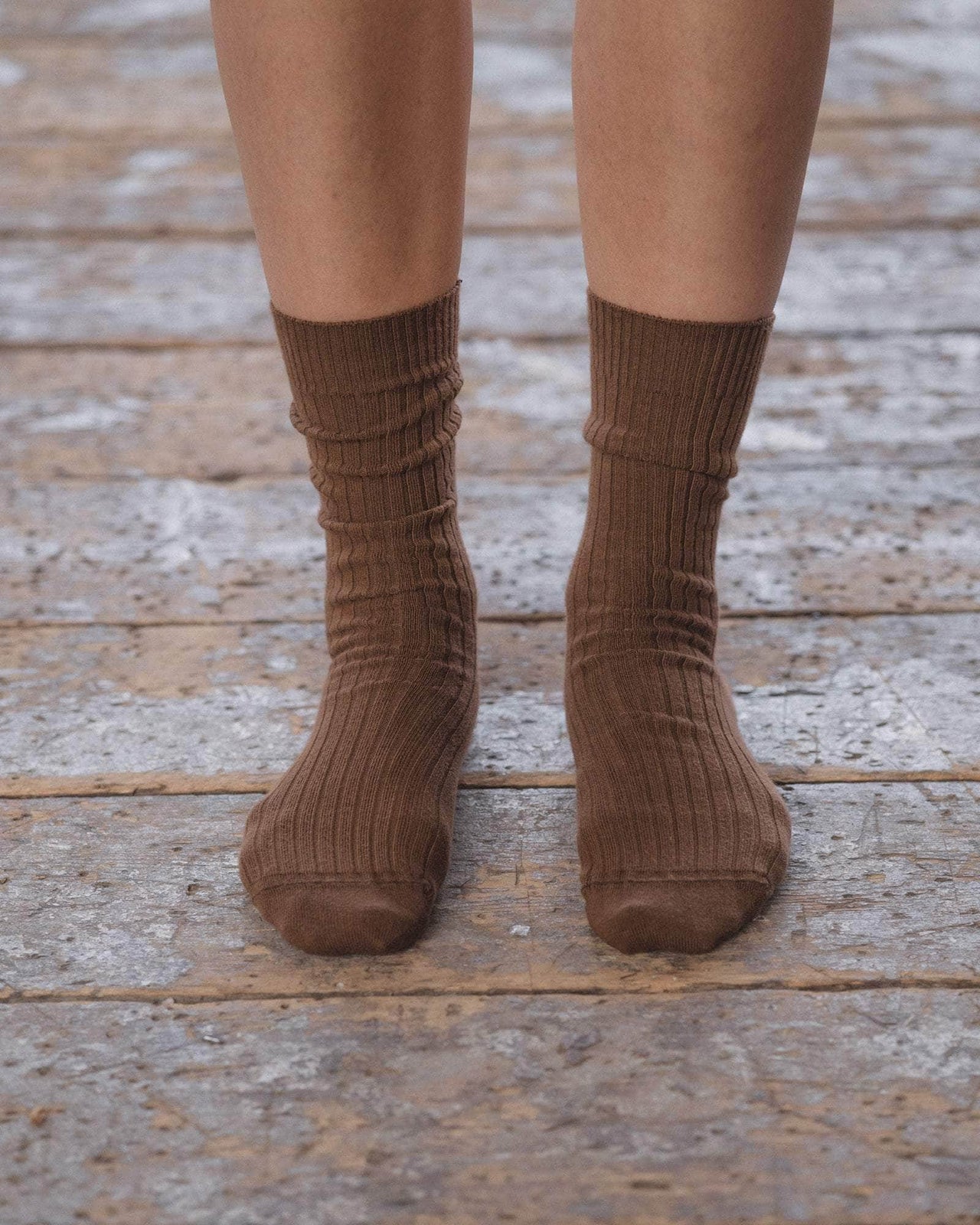 baserange Chaussettes mi-hautes côtelées - Coton biologique côtelé