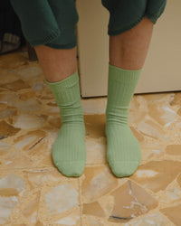 Rib Overenkelsokken - SPIRAL GREEN / 36-39